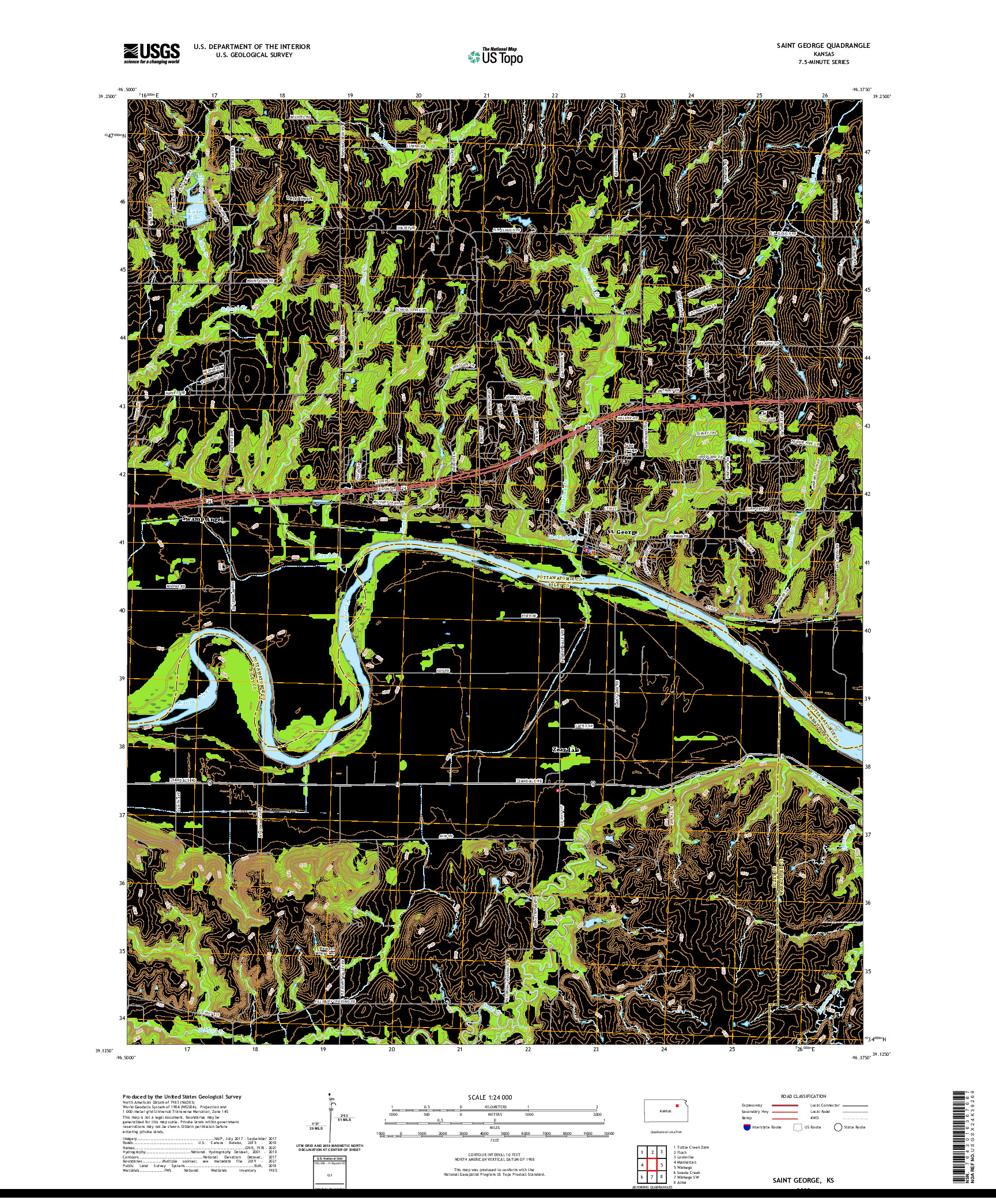 US TOPO 7.5-MINUTE MAP FOR SAINT GEORGE, KS