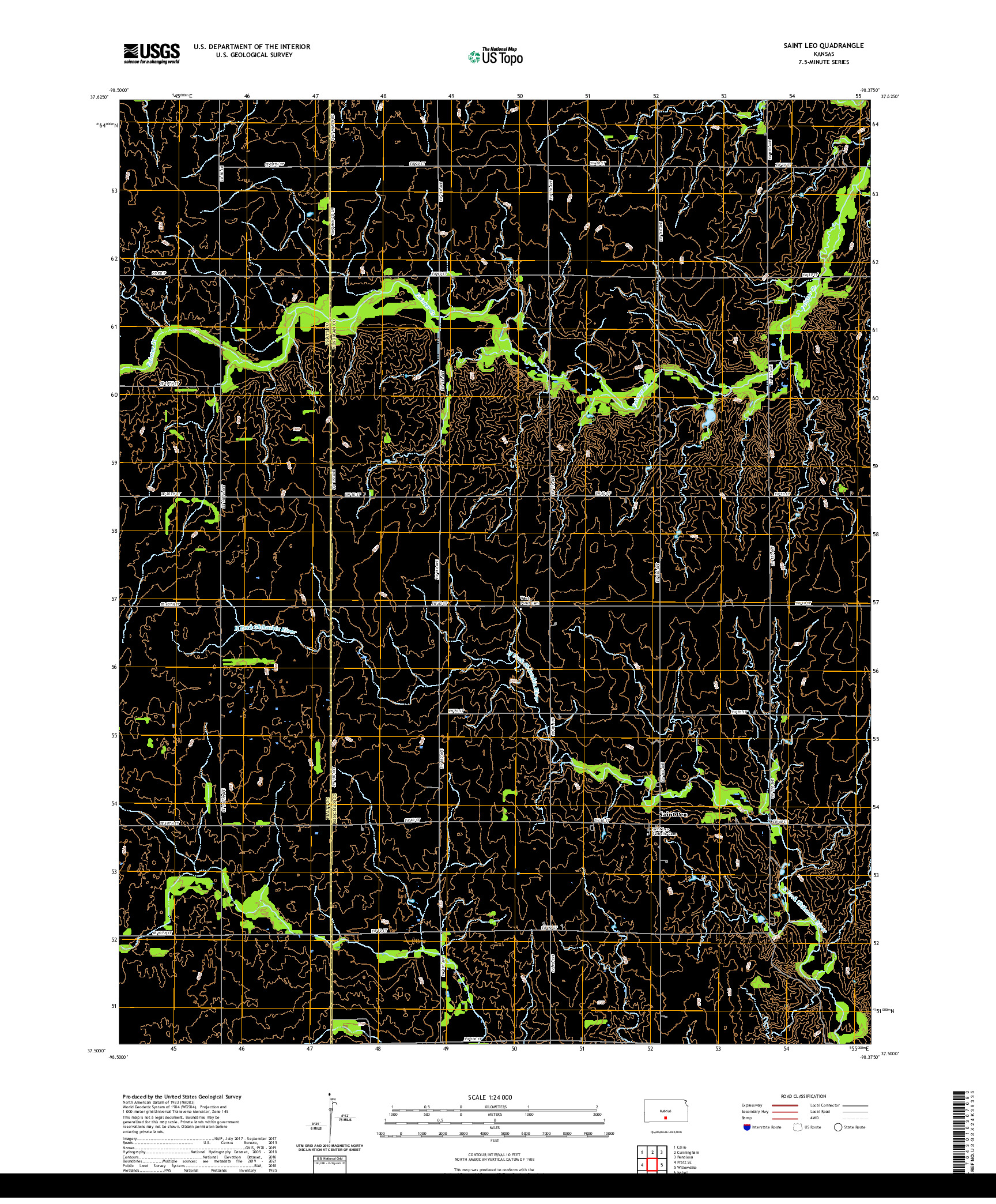 US TOPO 7.5-MINUTE MAP FOR SAINT LEO, KS