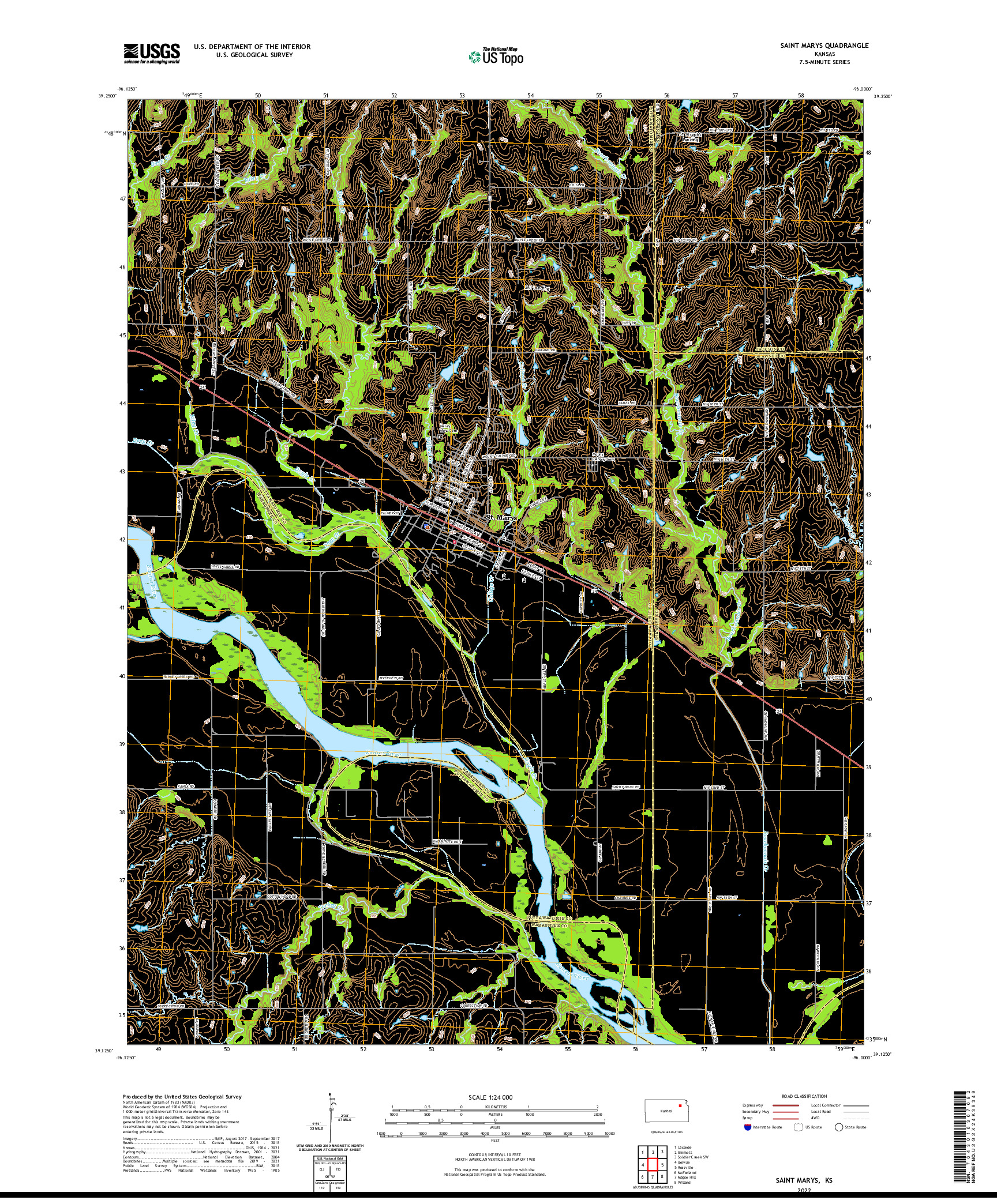 US TOPO 7.5-MINUTE MAP FOR SAINT MARYS, KS