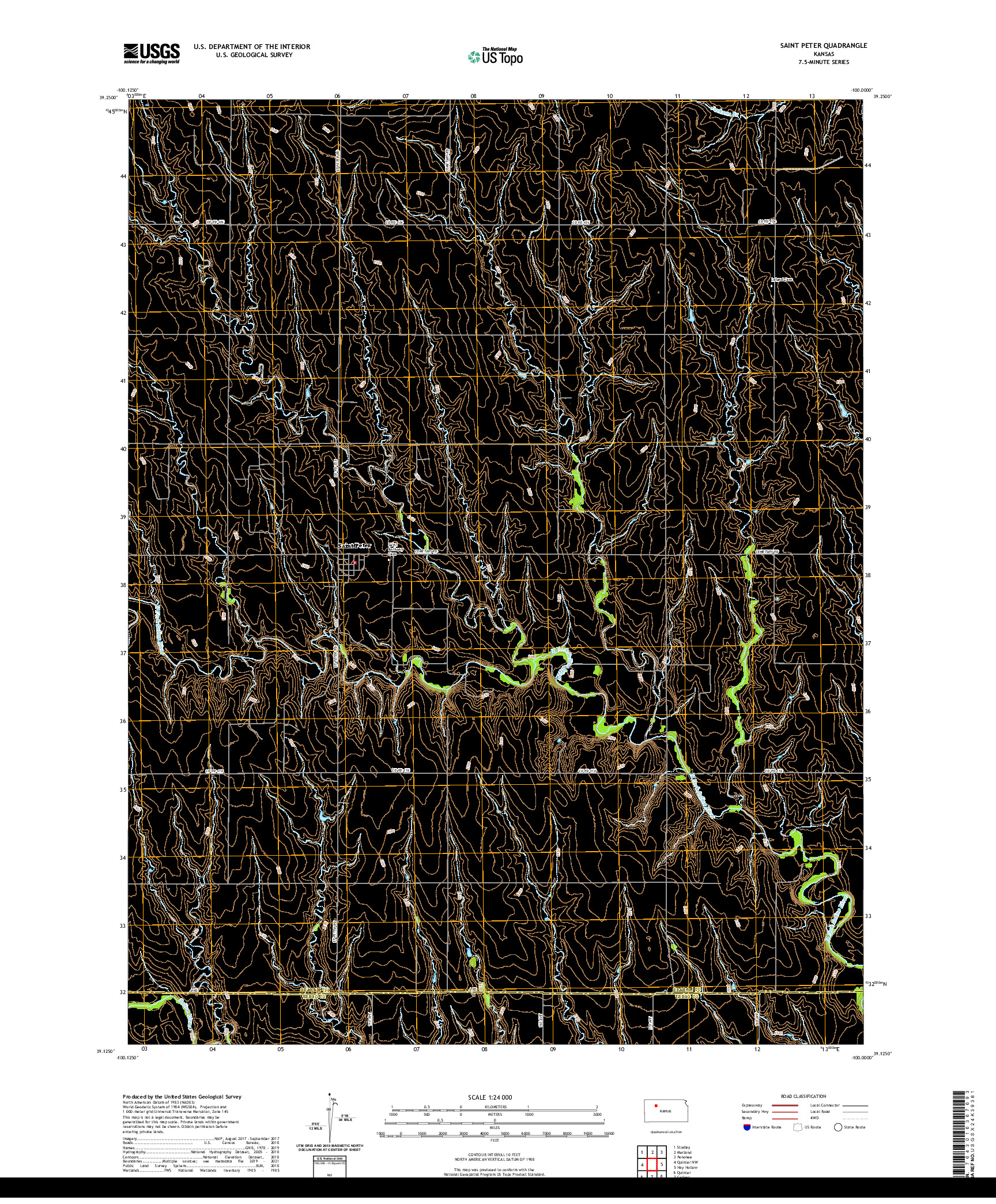 US TOPO 7.5-MINUTE MAP FOR SAINT PETER, KS