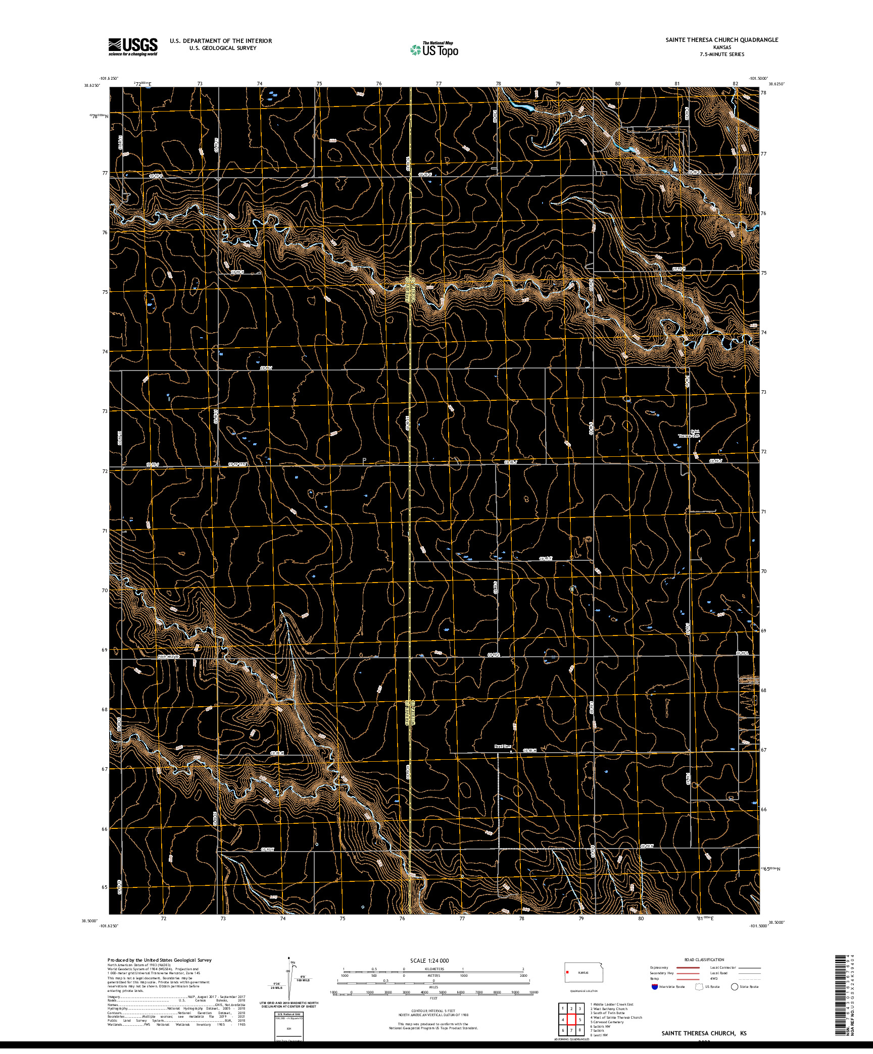 US TOPO 7.5-MINUTE MAP FOR SAINTE THERESA CHURCH, KS