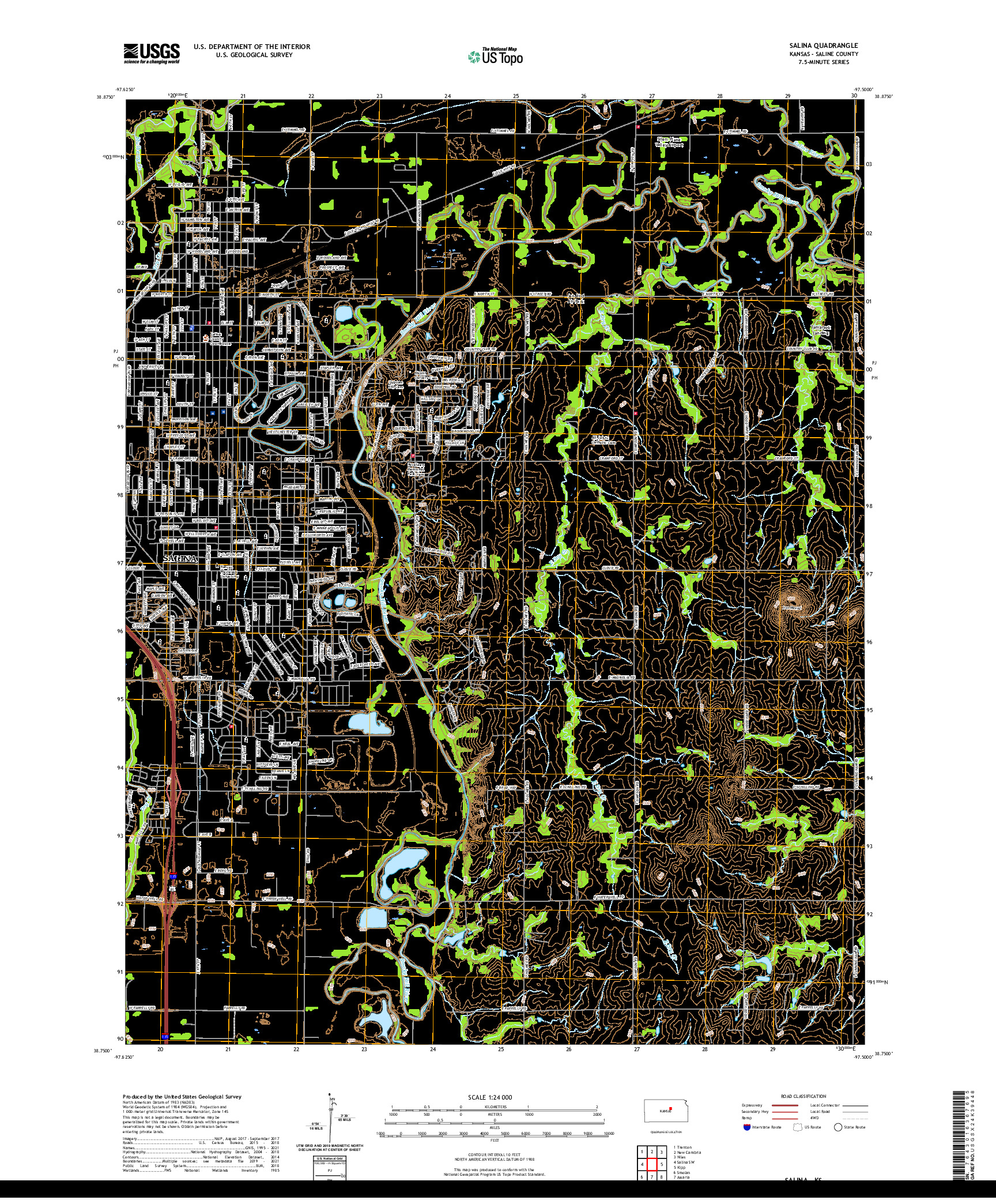 US TOPO 7.5-MINUTE MAP FOR SALINA, KS