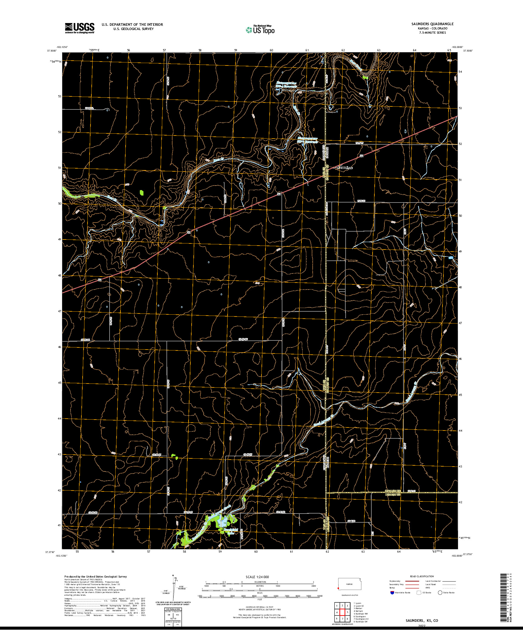 US TOPO 7.5-MINUTE MAP FOR SAUNDERS, KS,CO