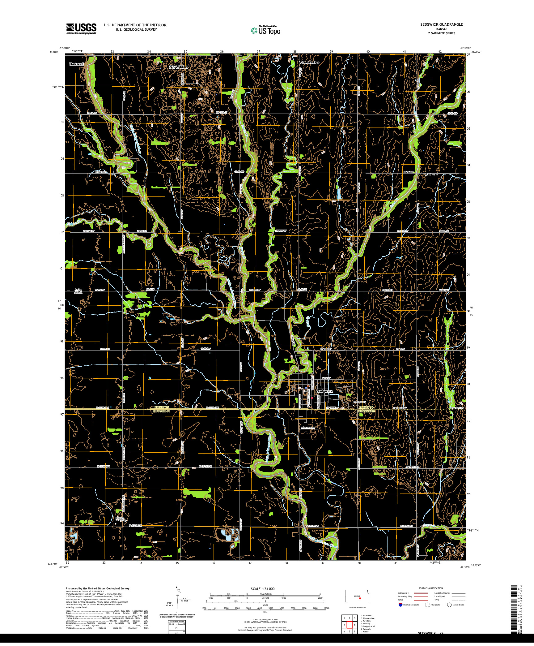 US TOPO 7.5-MINUTE MAP FOR SEDGWICK, KS