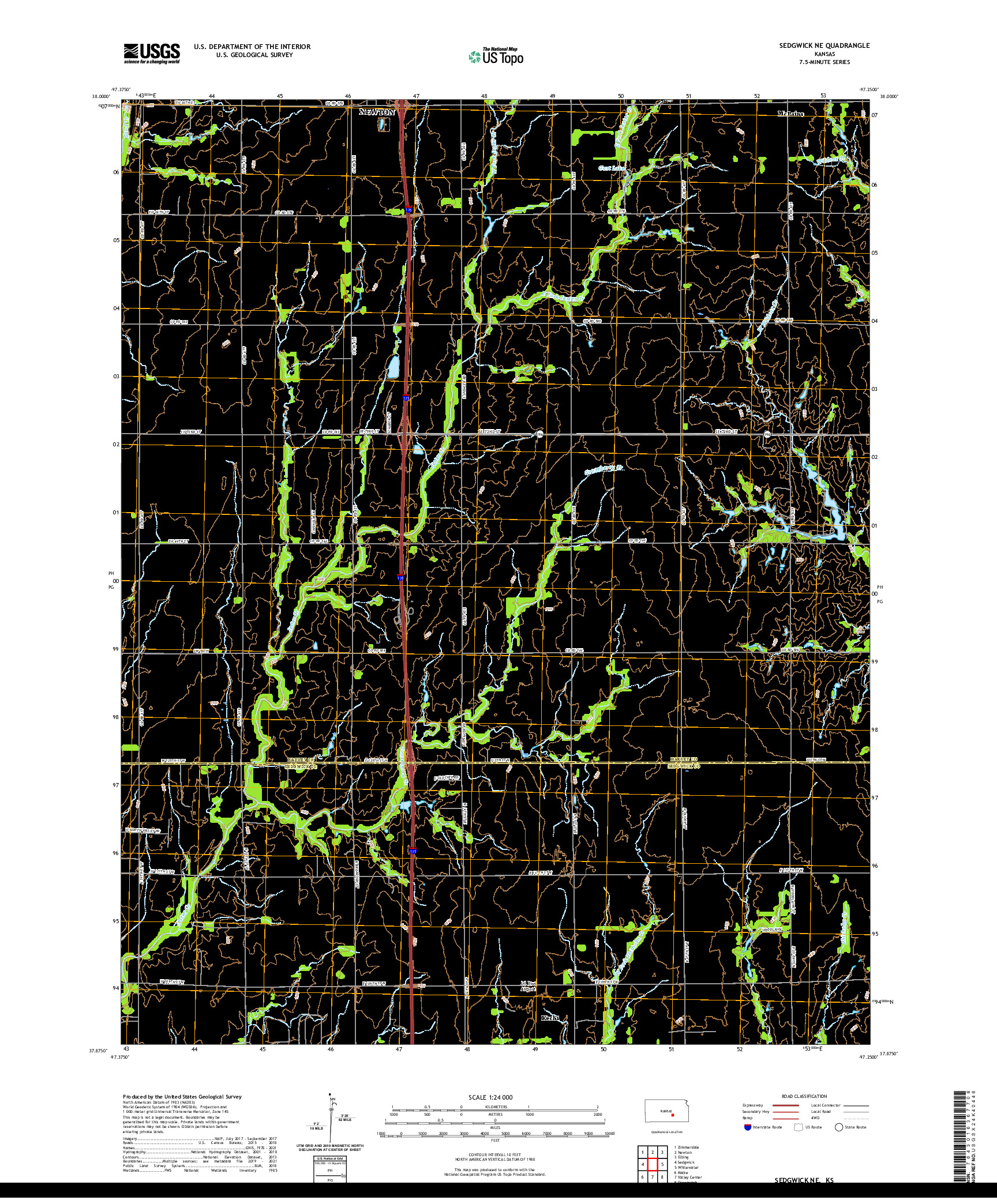 US TOPO 7.5-MINUTE MAP FOR SEDGWICK NE, KS