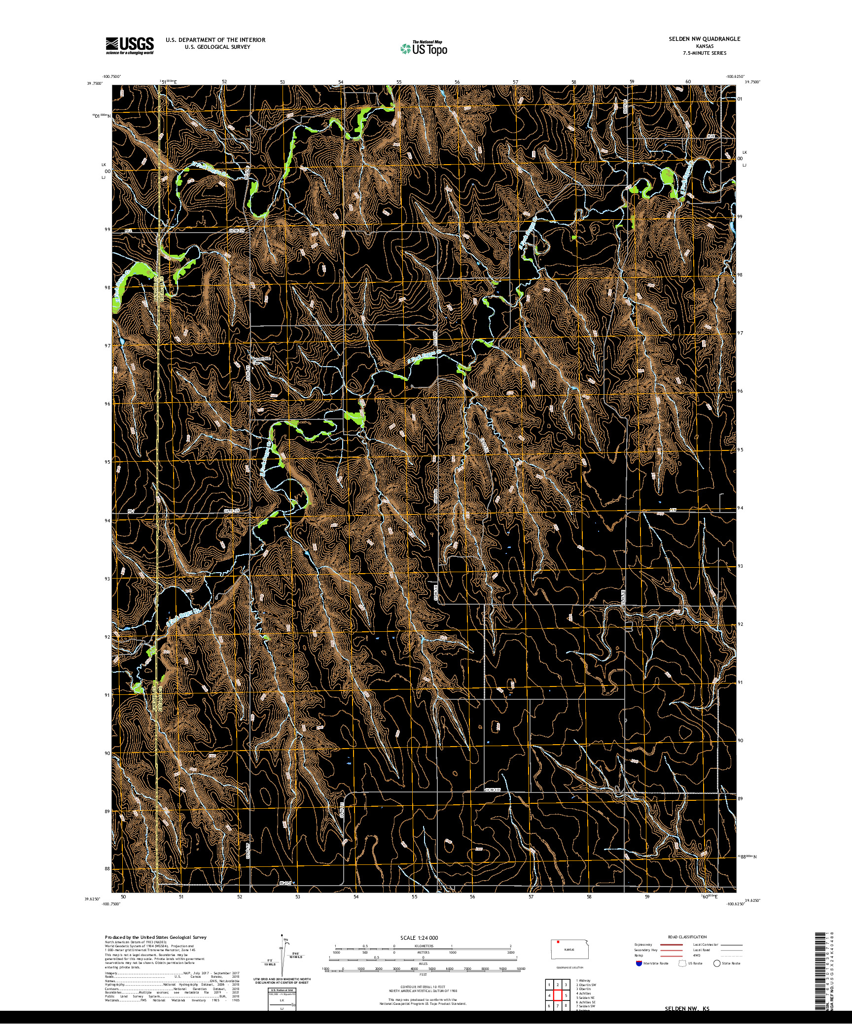 US TOPO 7.5-MINUTE MAP FOR SELDEN NW, KS
