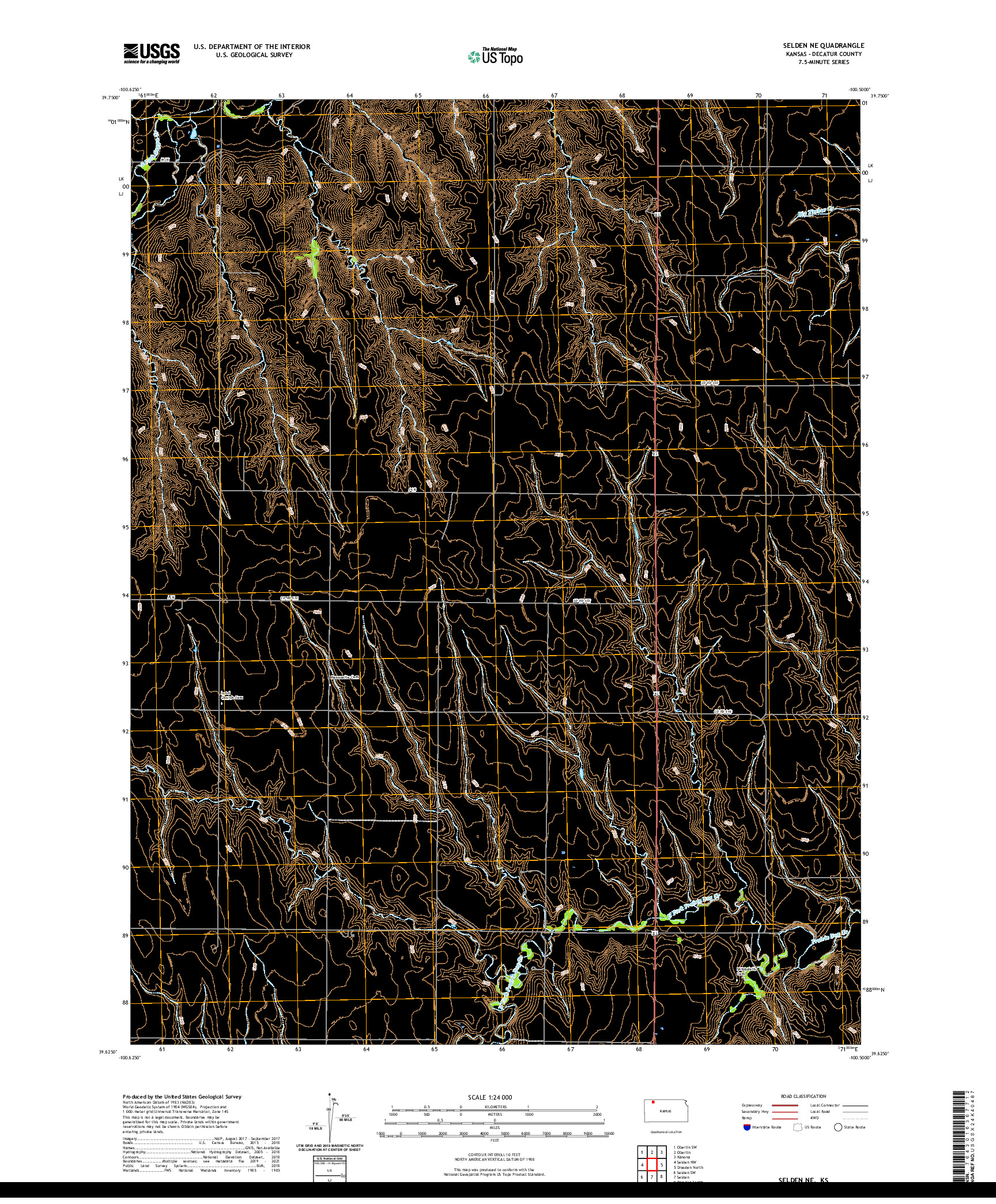 US TOPO 7.5-MINUTE MAP FOR SELDEN NE, KS