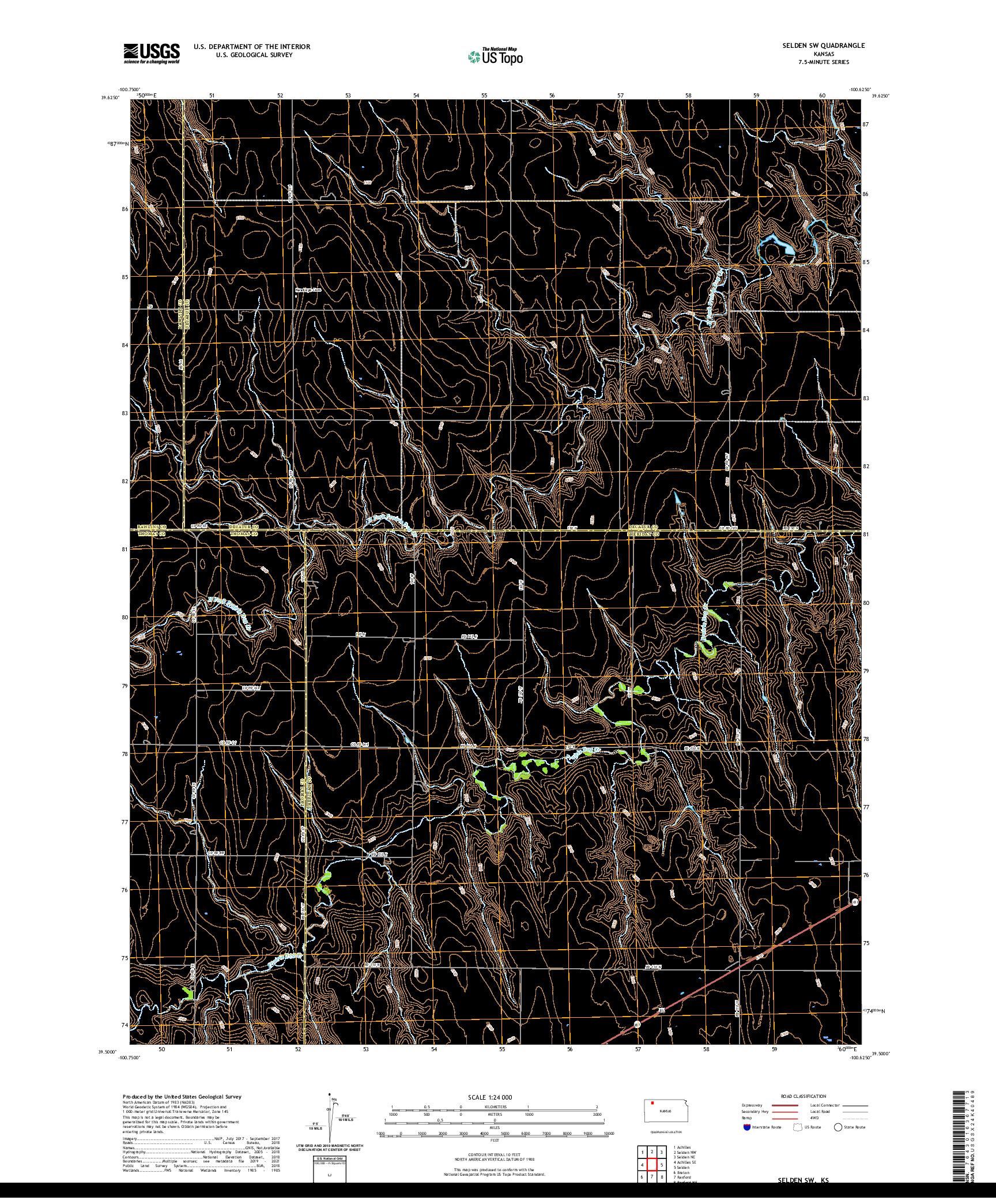 US TOPO 7.5-MINUTE MAP FOR SELDEN SW, KS