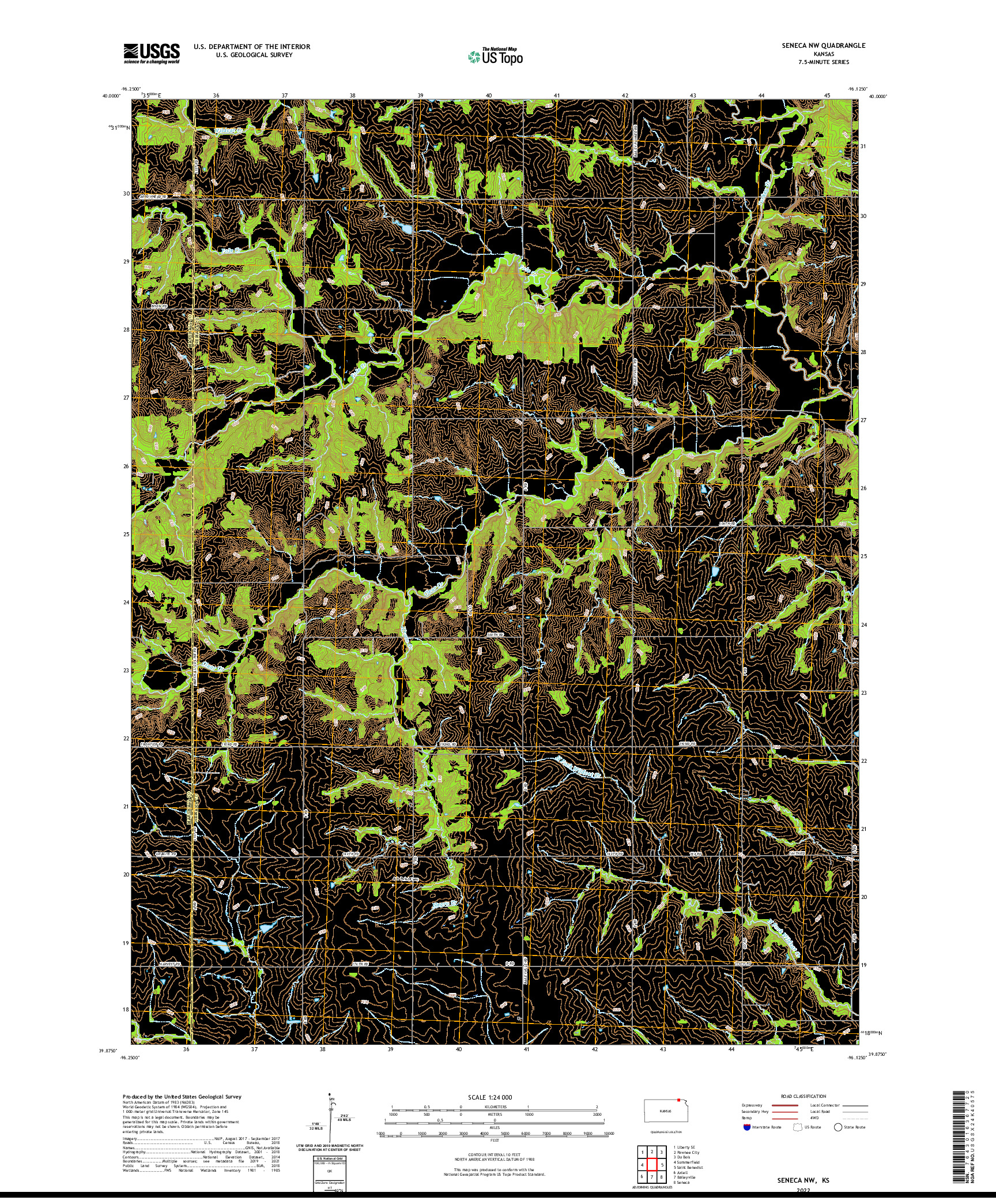 US TOPO 7.5-MINUTE MAP FOR SENECA NW, KS