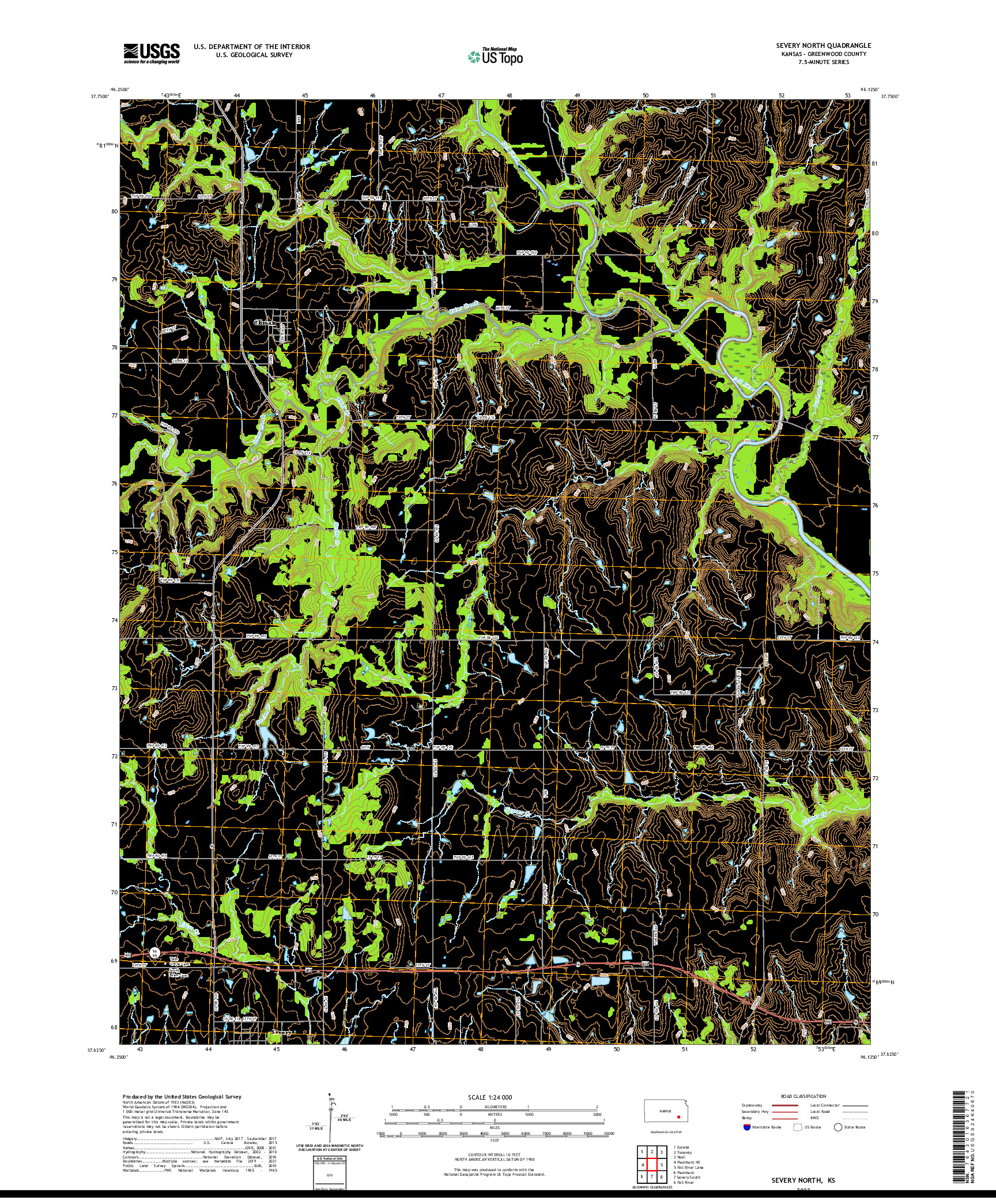 US TOPO 7.5-MINUTE MAP FOR SEVERY NORTH, KS