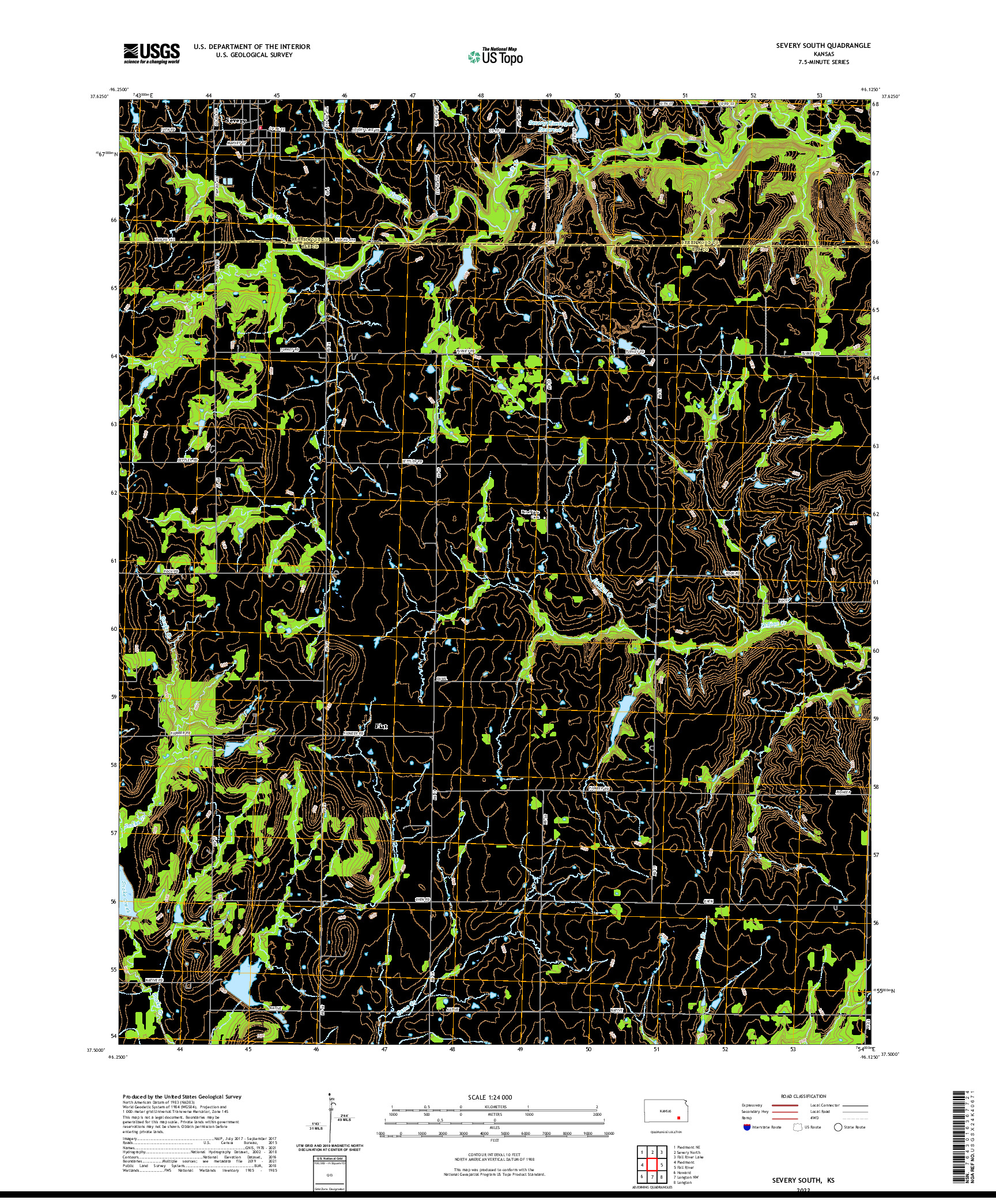 US TOPO 7.5-MINUTE MAP FOR SEVERY SOUTH, KS