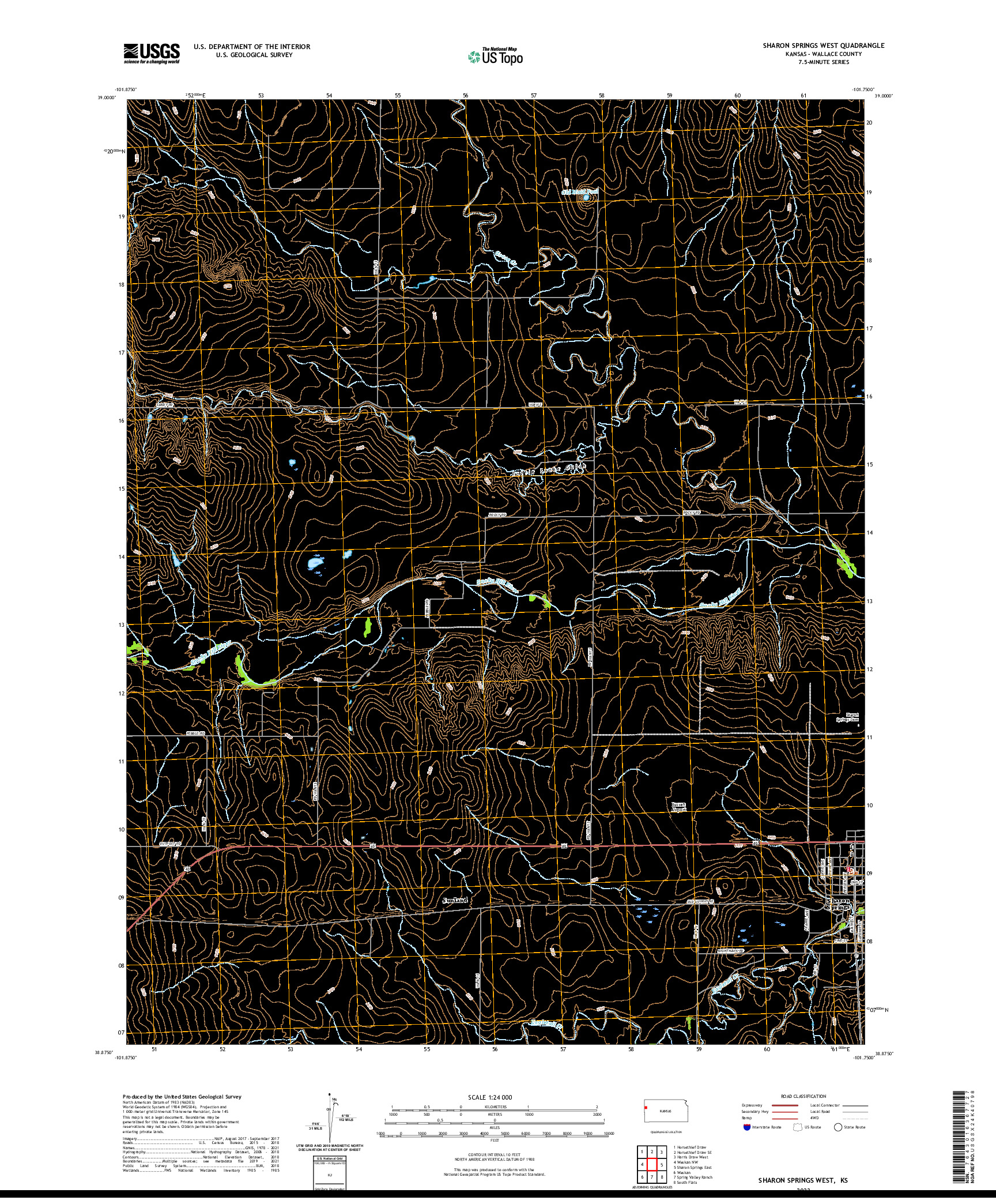 US TOPO 7.5-MINUTE MAP FOR SHARON SPRINGS WEST, KS