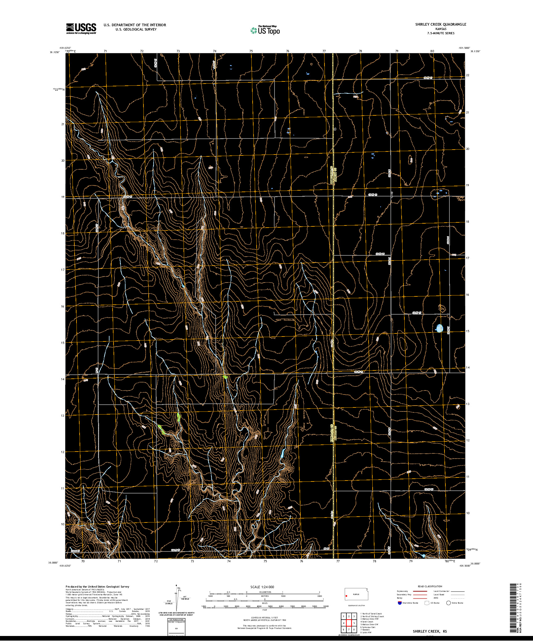 US TOPO 7.5-MINUTE MAP FOR SHIRLEY CREEK, KS