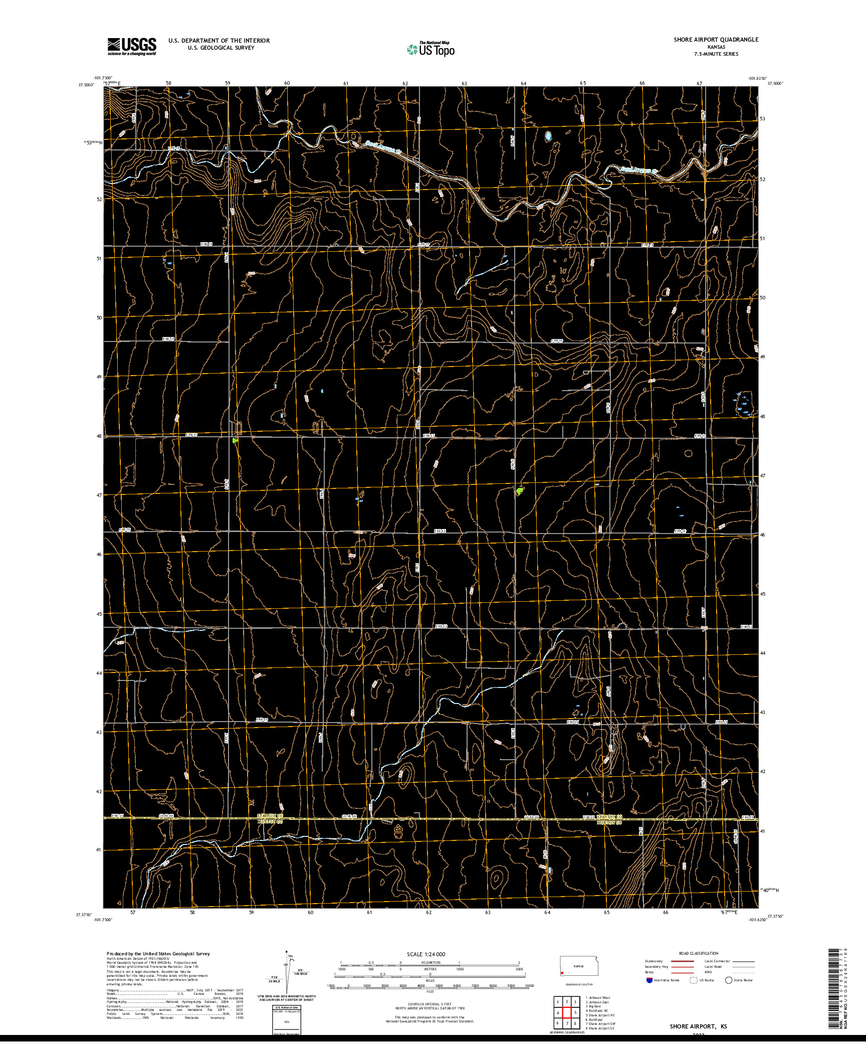 US TOPO 7.5-MINUTE MAP FOR SHORE AIRPORT, KS