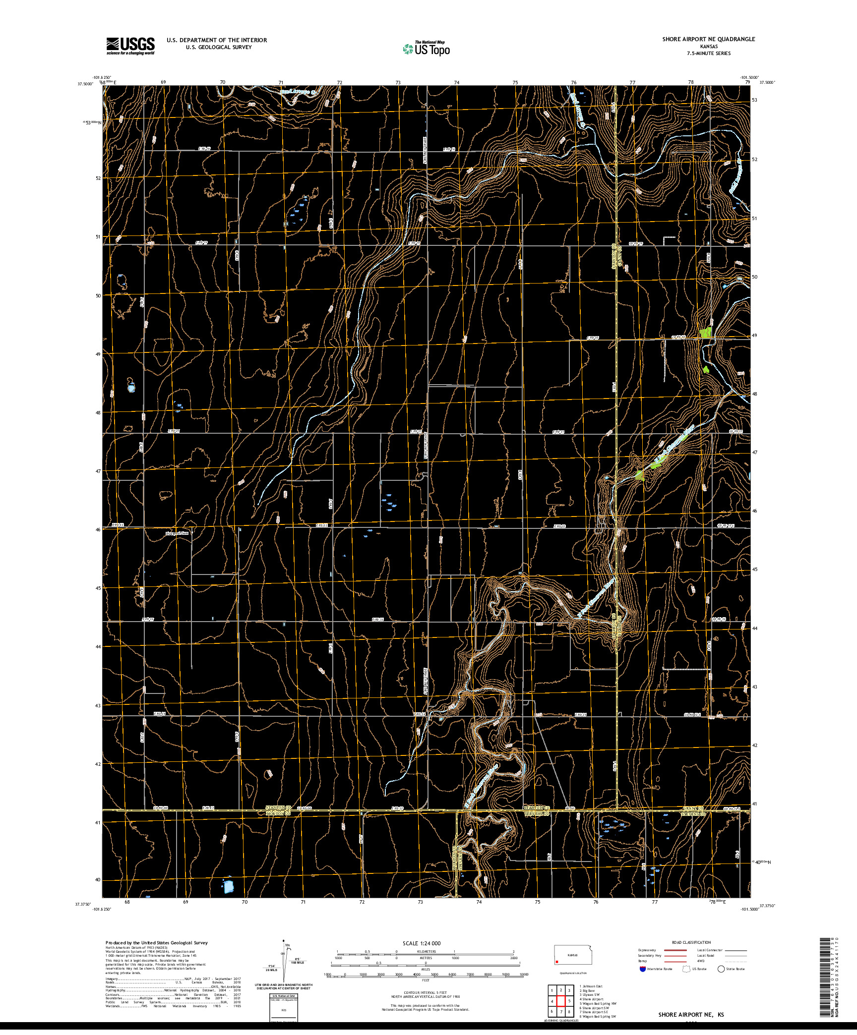 US TOPO 7.5-MINUTE MAP FOR SHORE AIRPORT NE, KS