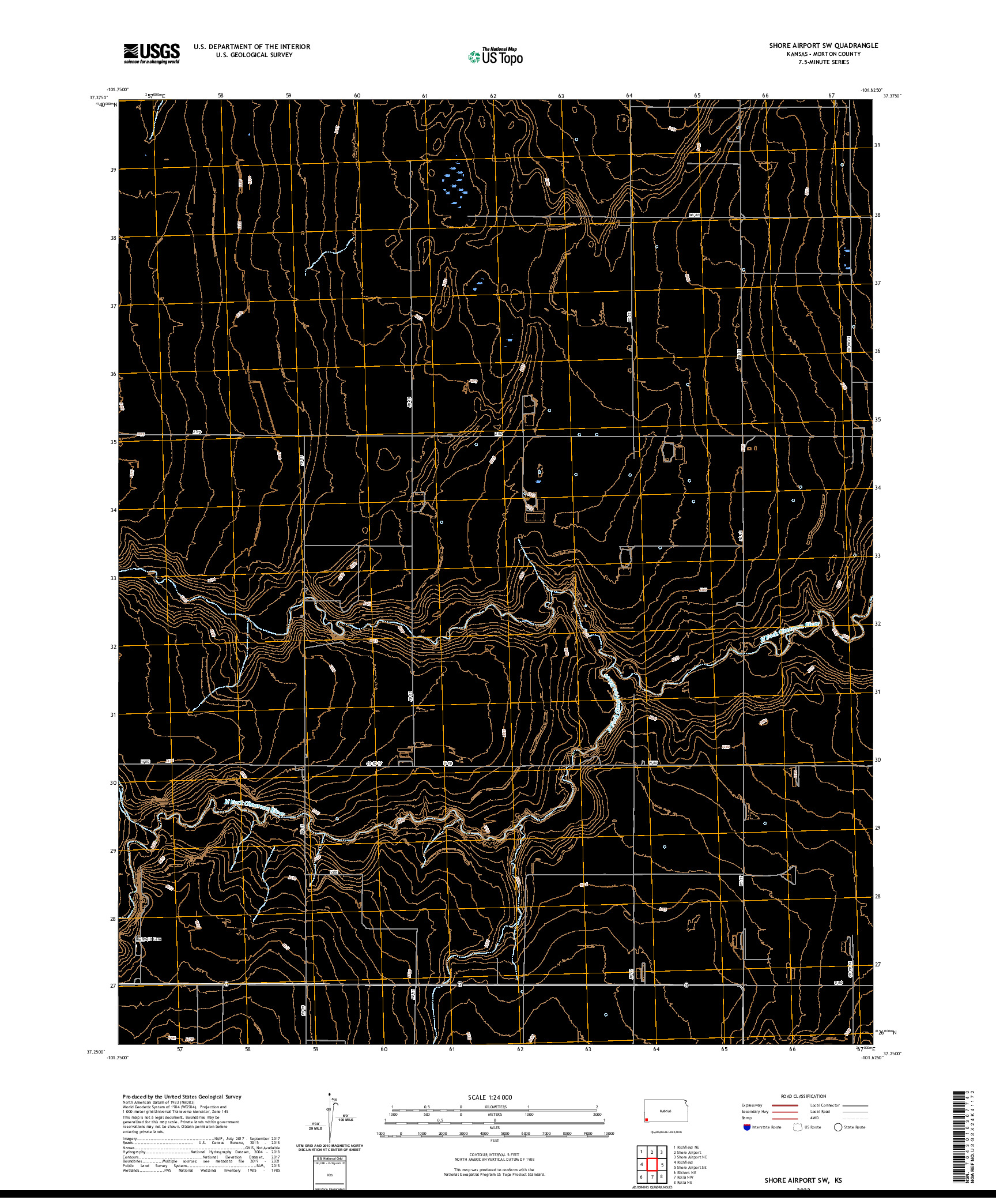US TOPO 7.5-MINUTE MAP FOR SHORE AIRPORT SW, KS