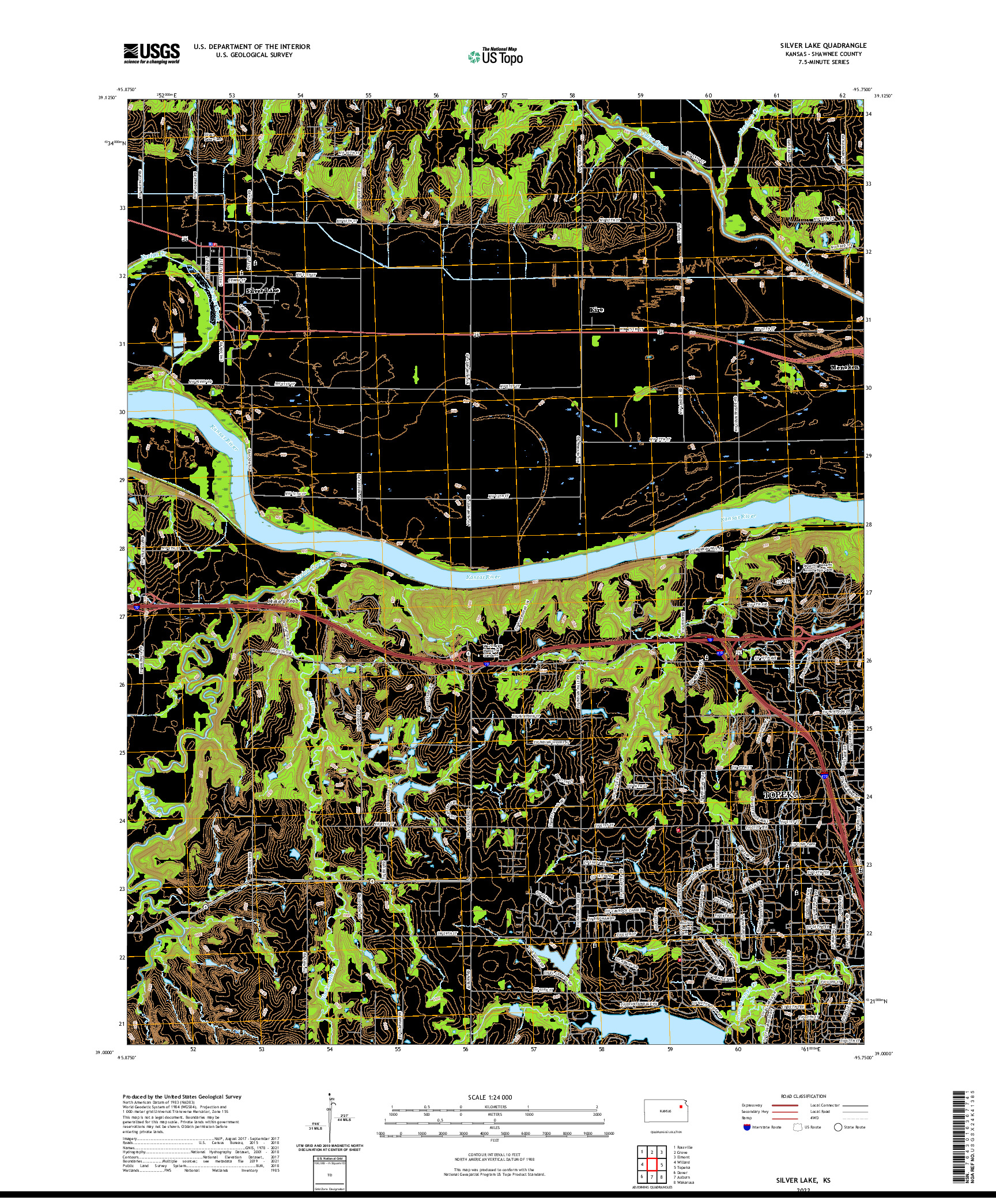 US TOPO 7.5-MINUTE MAP FOR SILVER LAKE, KS