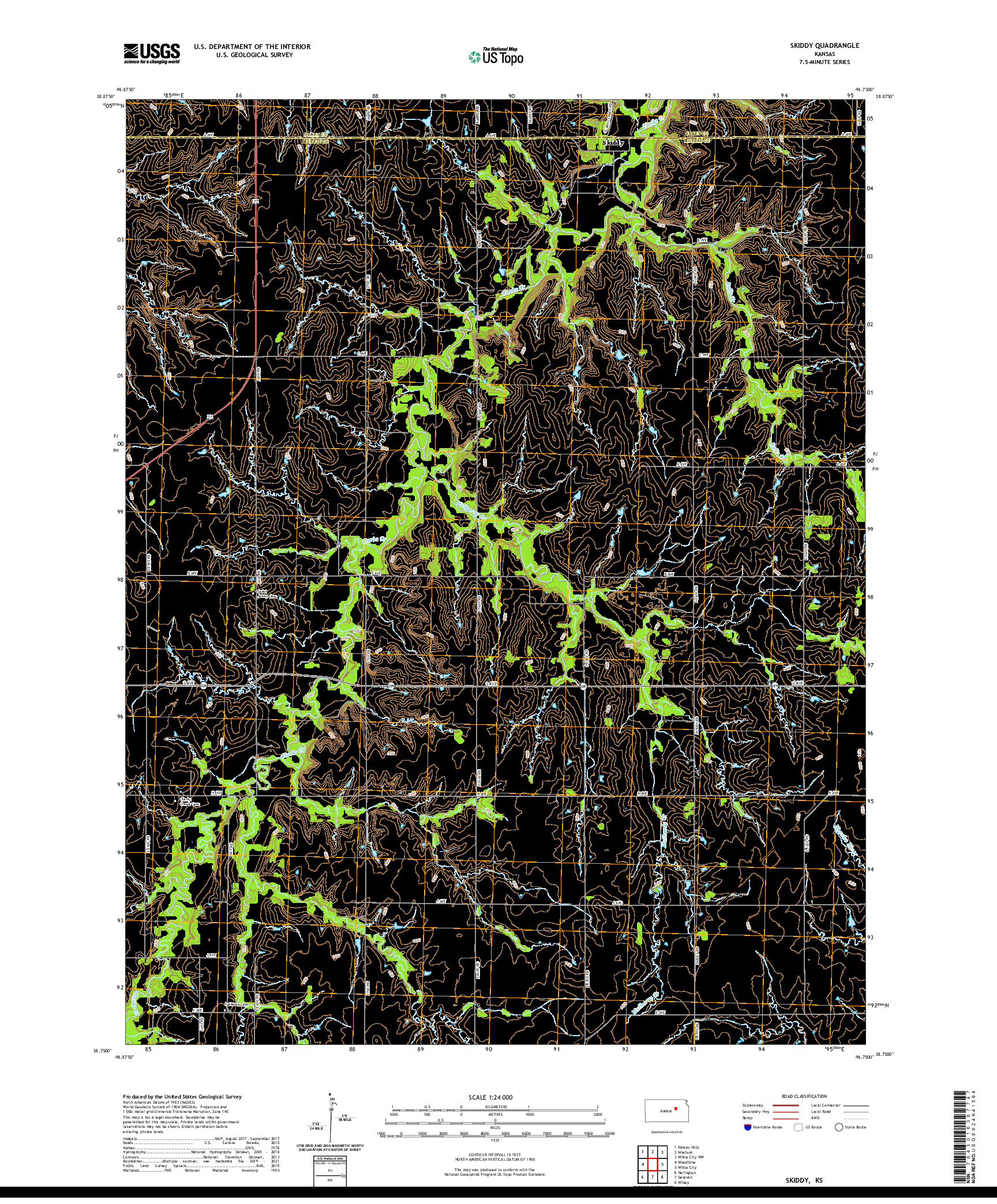 US TOPO 7.5-MINUTE MAP FOR SKIDDY, KS