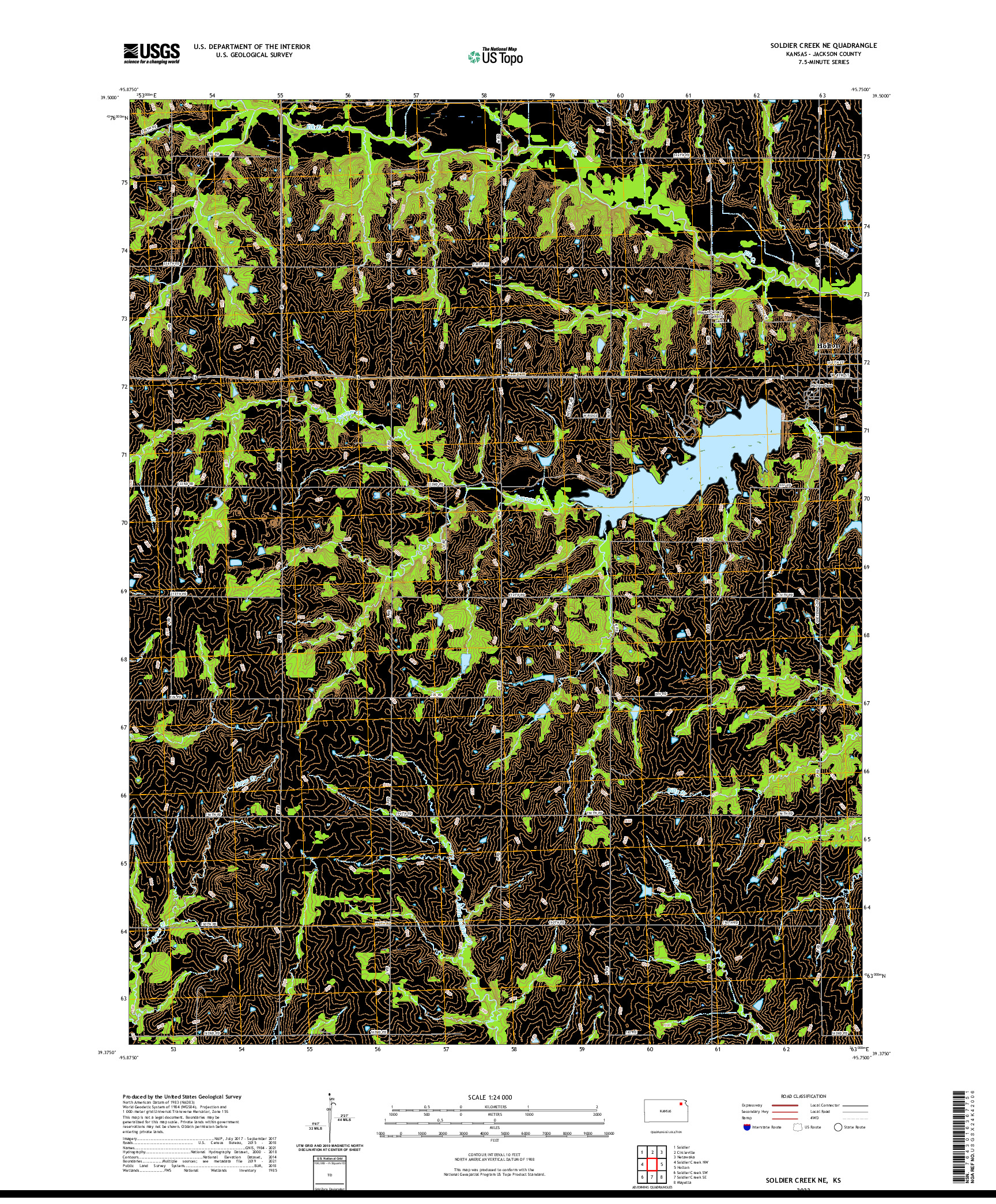 US TOPO 7.5-MINUTE MAP FOR SOLDIER CREEK NE, KS