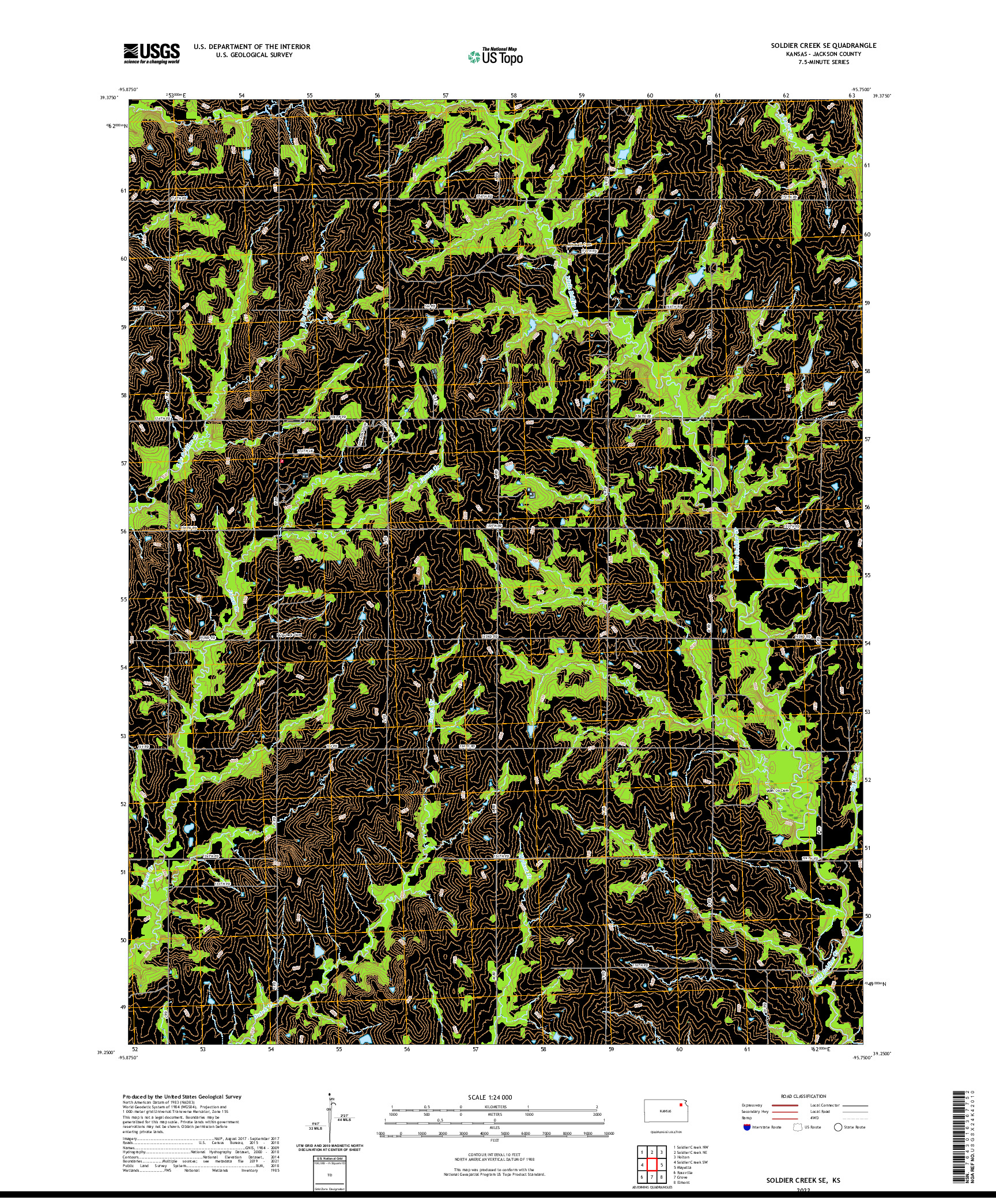 US TOPO 7.5-MINUTE MAP FOR SOLDIER CREEK SE, KS