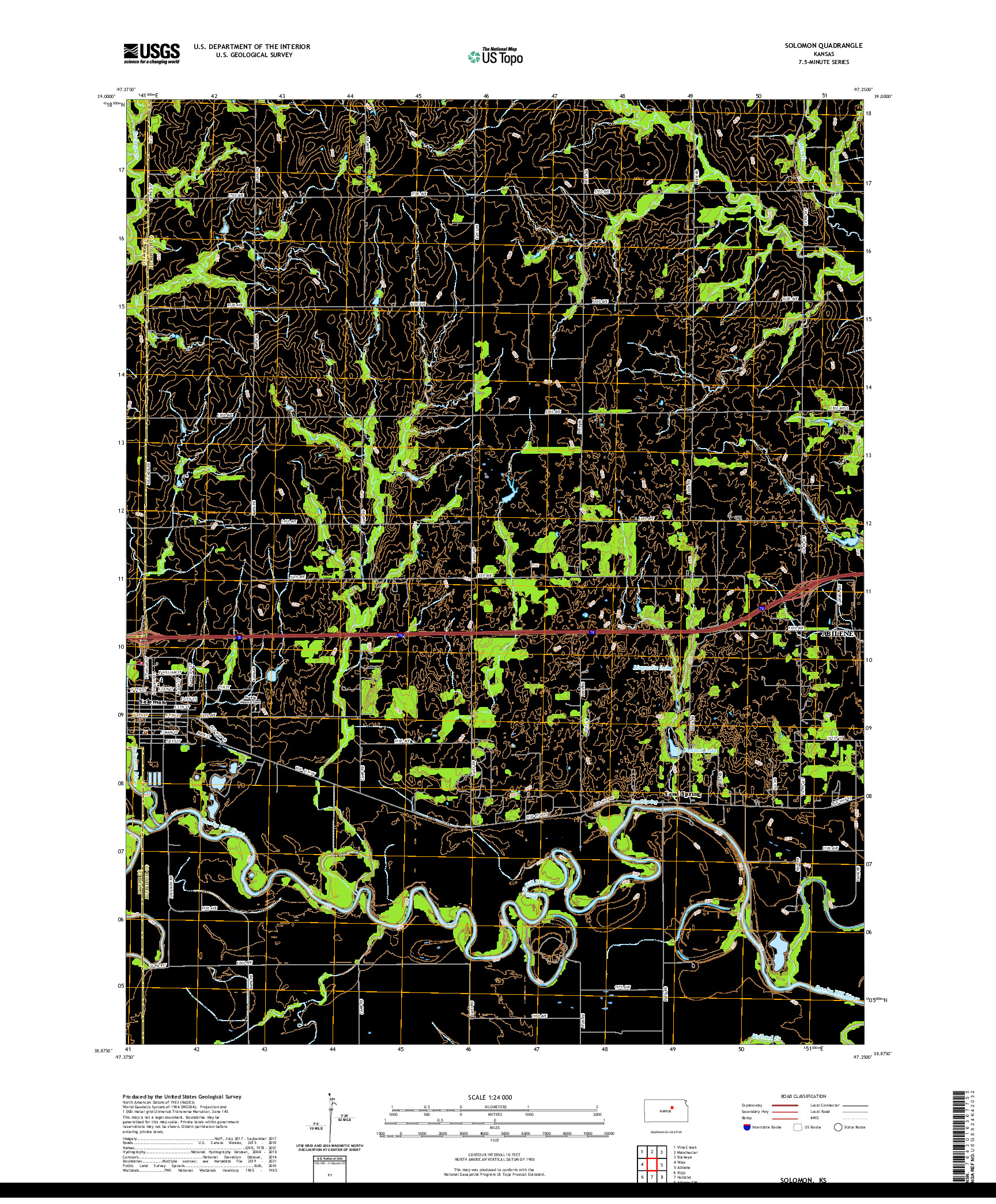 US TOPO 7.5-MINUTE MAP FOR SOLOMON, KS