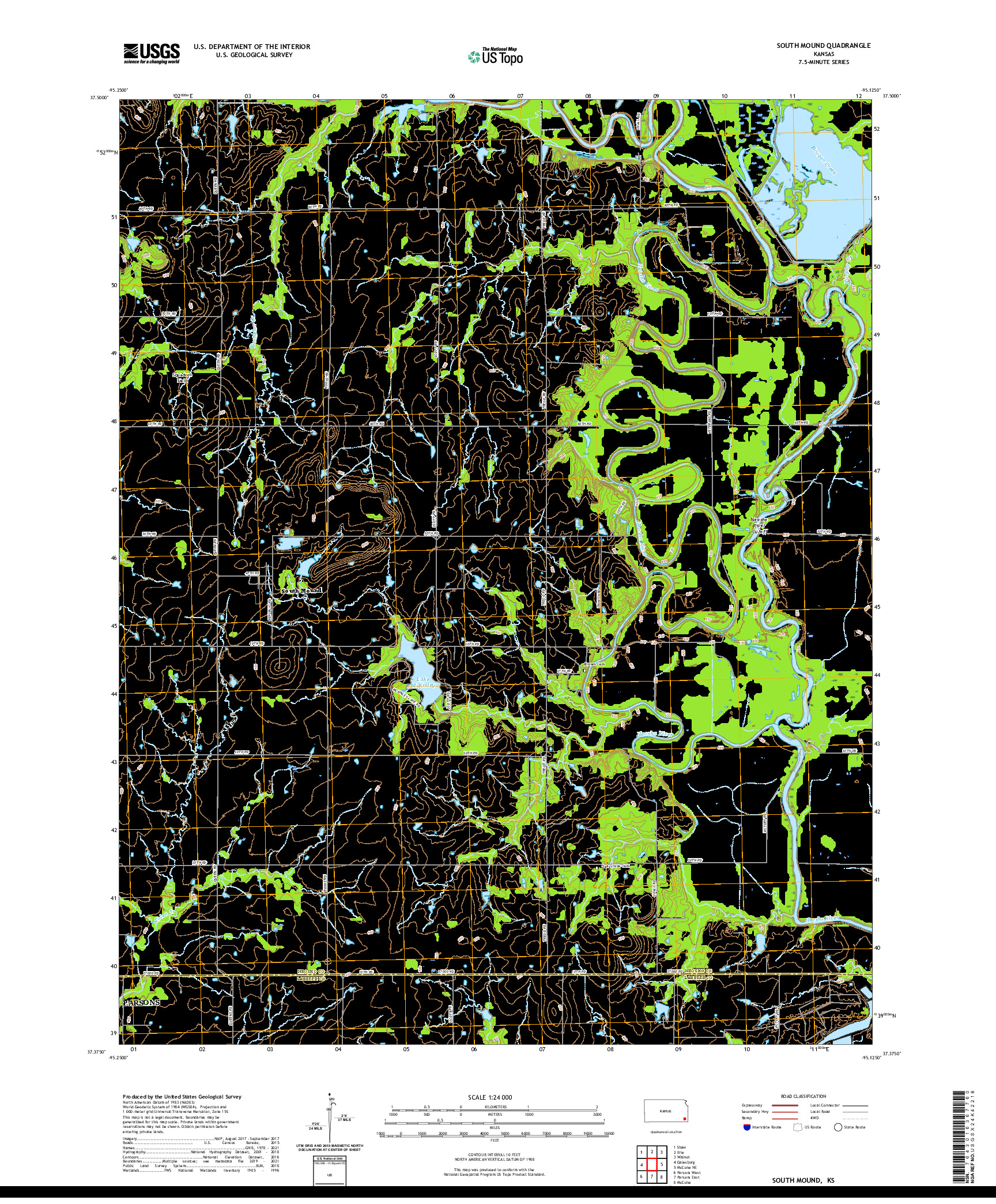 US TOPO 7.5-MINUTE MAP FOR SOUTH MOUND, KS