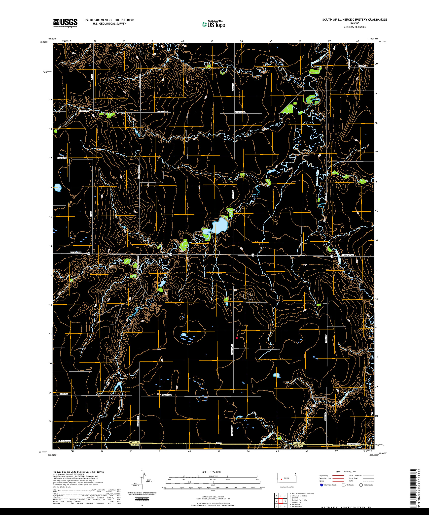 US TOPO 7.5-MINUTE MAP FOR SOUTH OF EMINENCE CEMETERY, KS