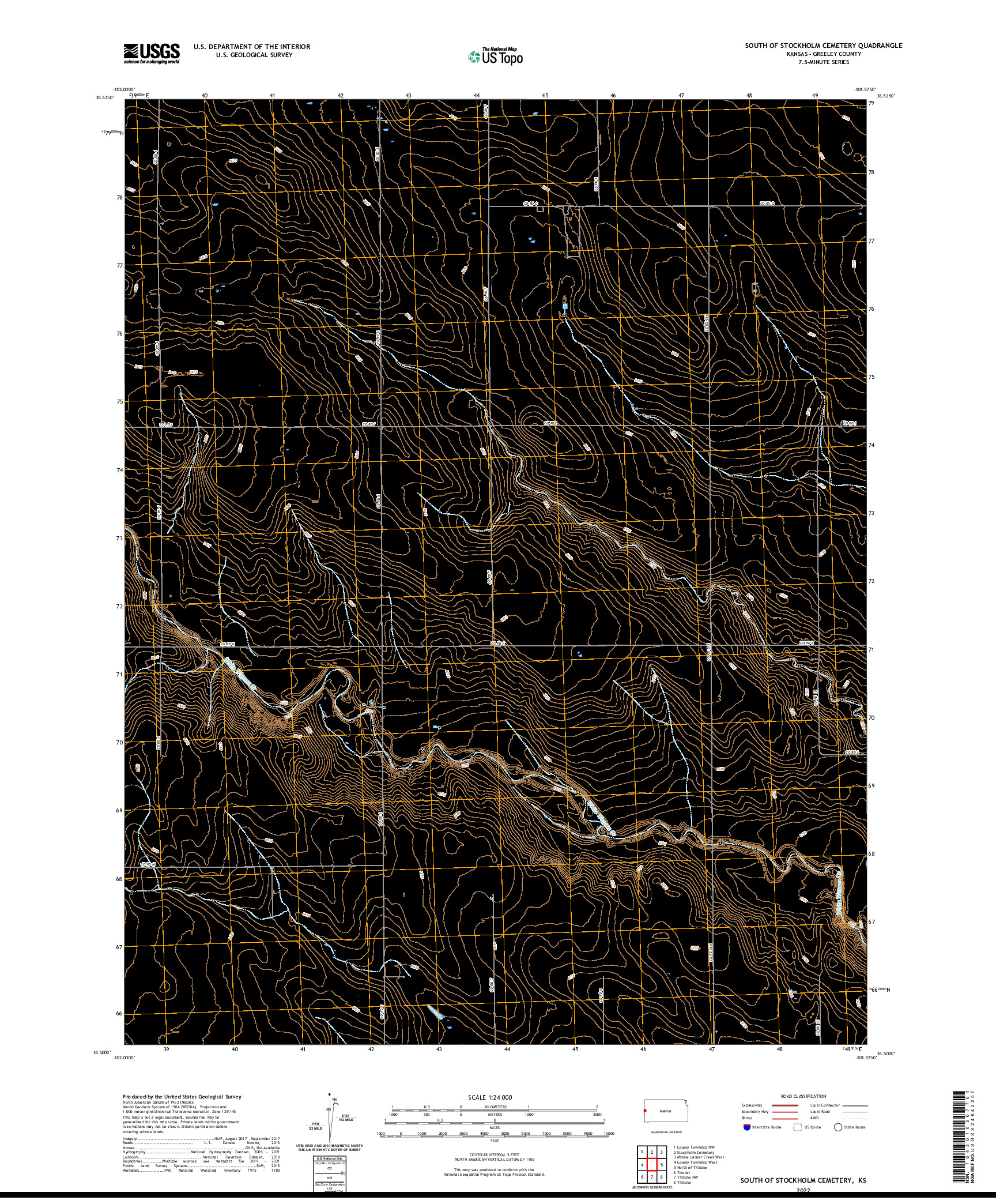 US TOPO 7.5-MINUTE MAP FOR SOUTH OF STOCKHOLM CEMETERY, KS