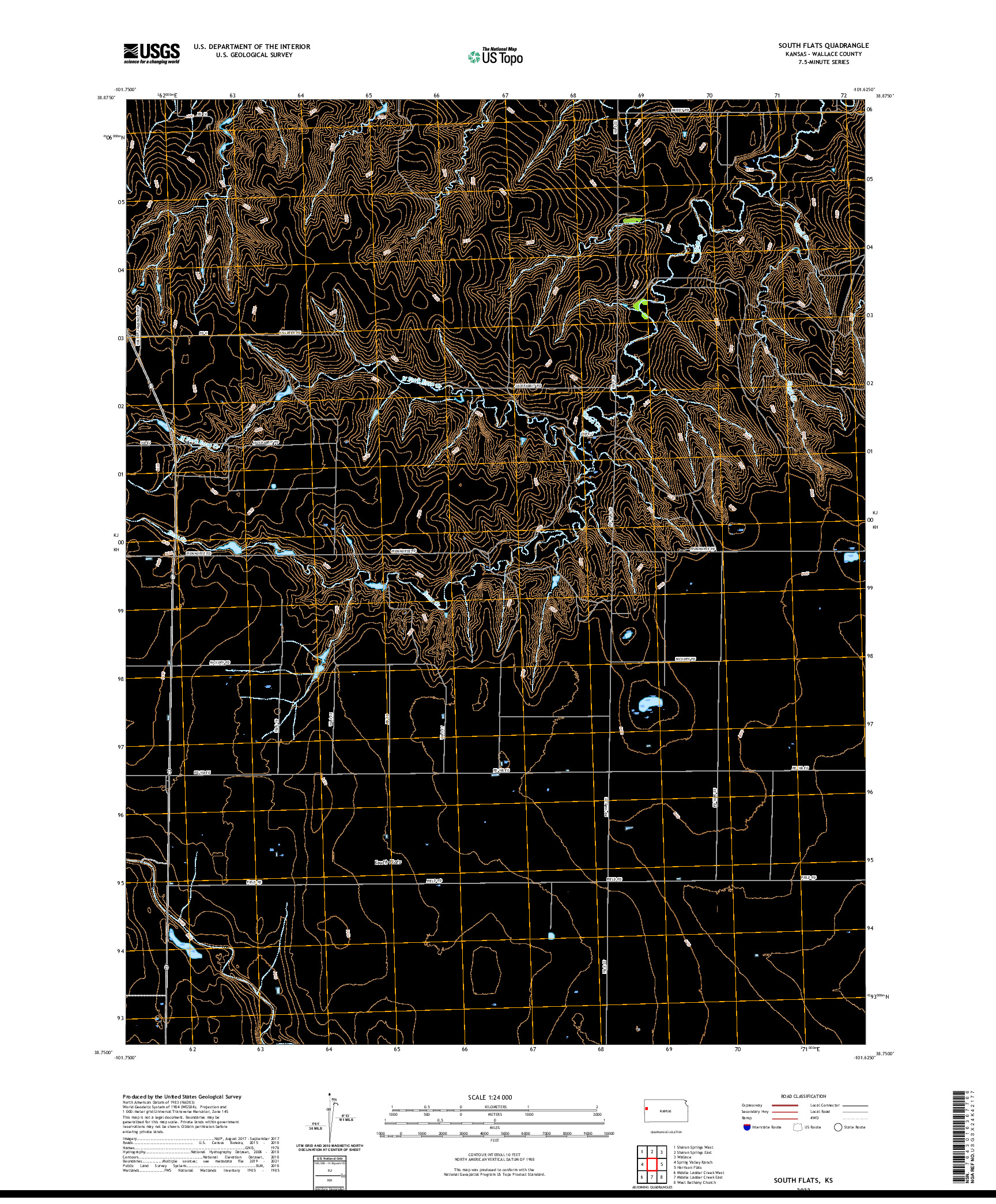 US TOPO 7.5-MINUTE MAP FOR SOUTH FLATS, KS