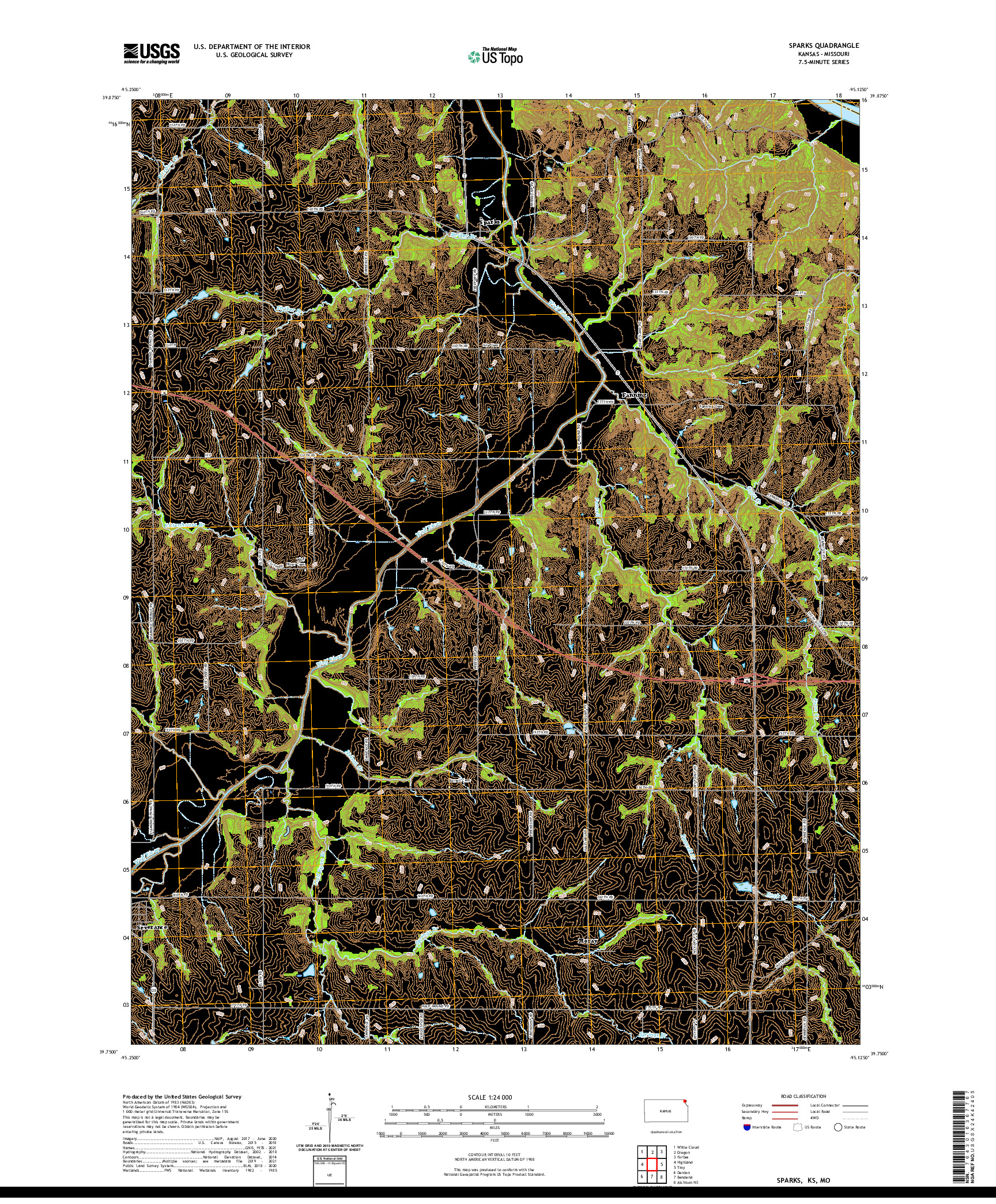 US TOPO 7.5-MINUTE MAP FOR SPARKS, KS,MO