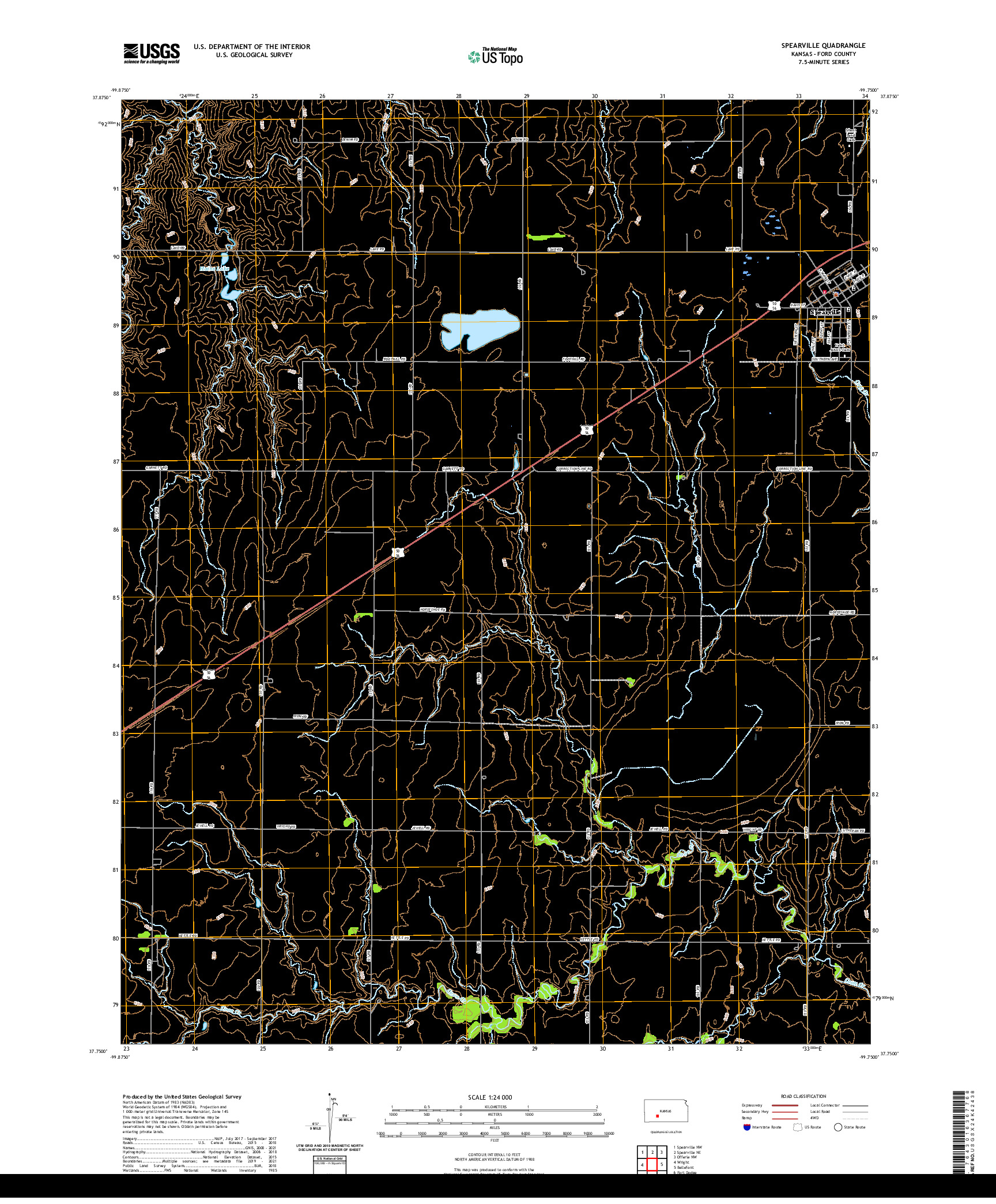 US TOPO 7.5-MINUTE MAP FOR SPEARVILLE, KS