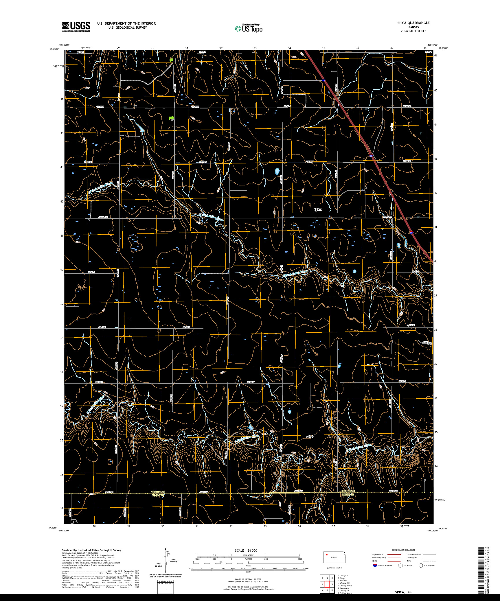 US TOPO 7.5-MINUTE MAP FOR SPICA, KS