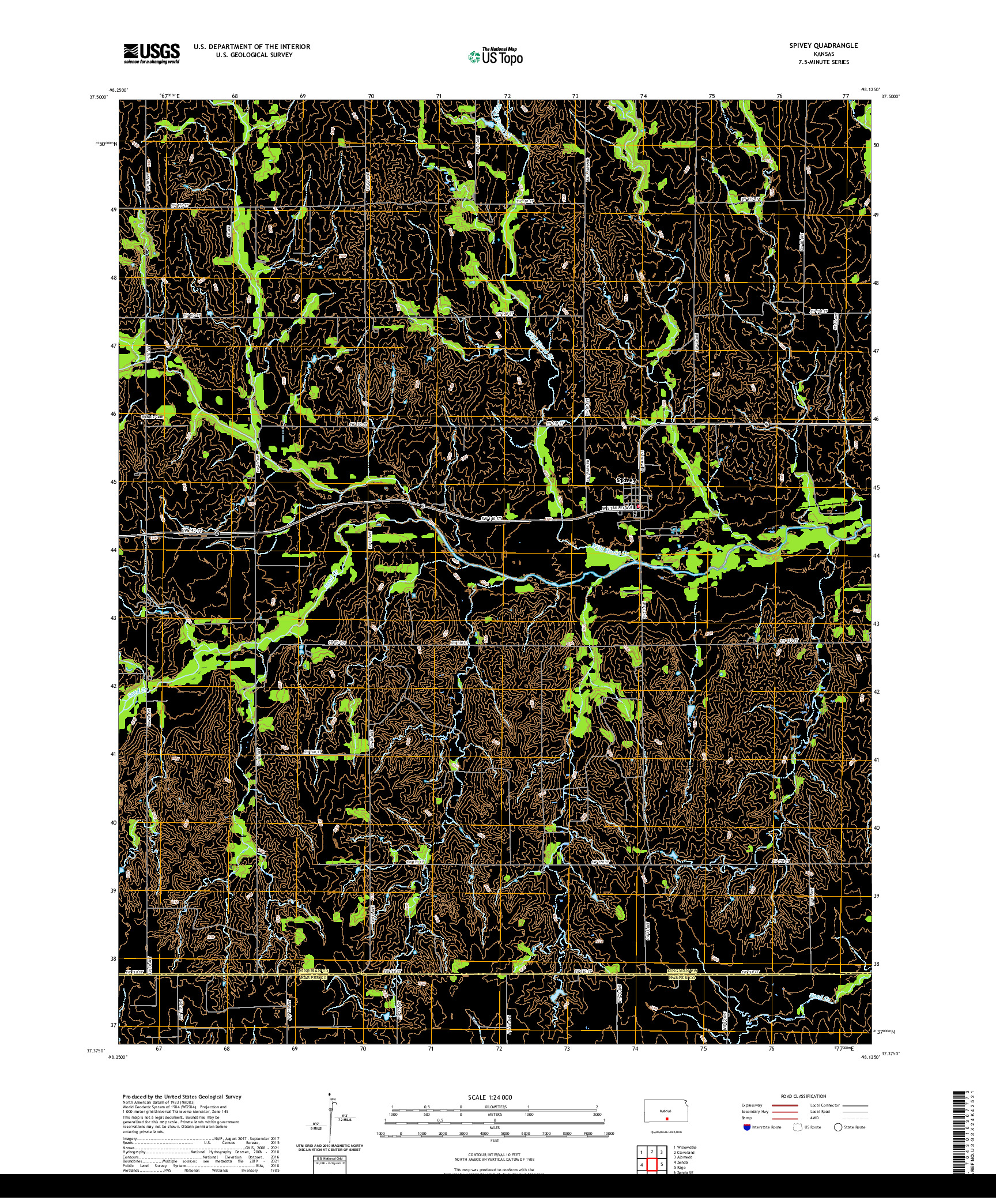 US TOPO 7.5-MINUTE MAP FOR SPIVEY, KS