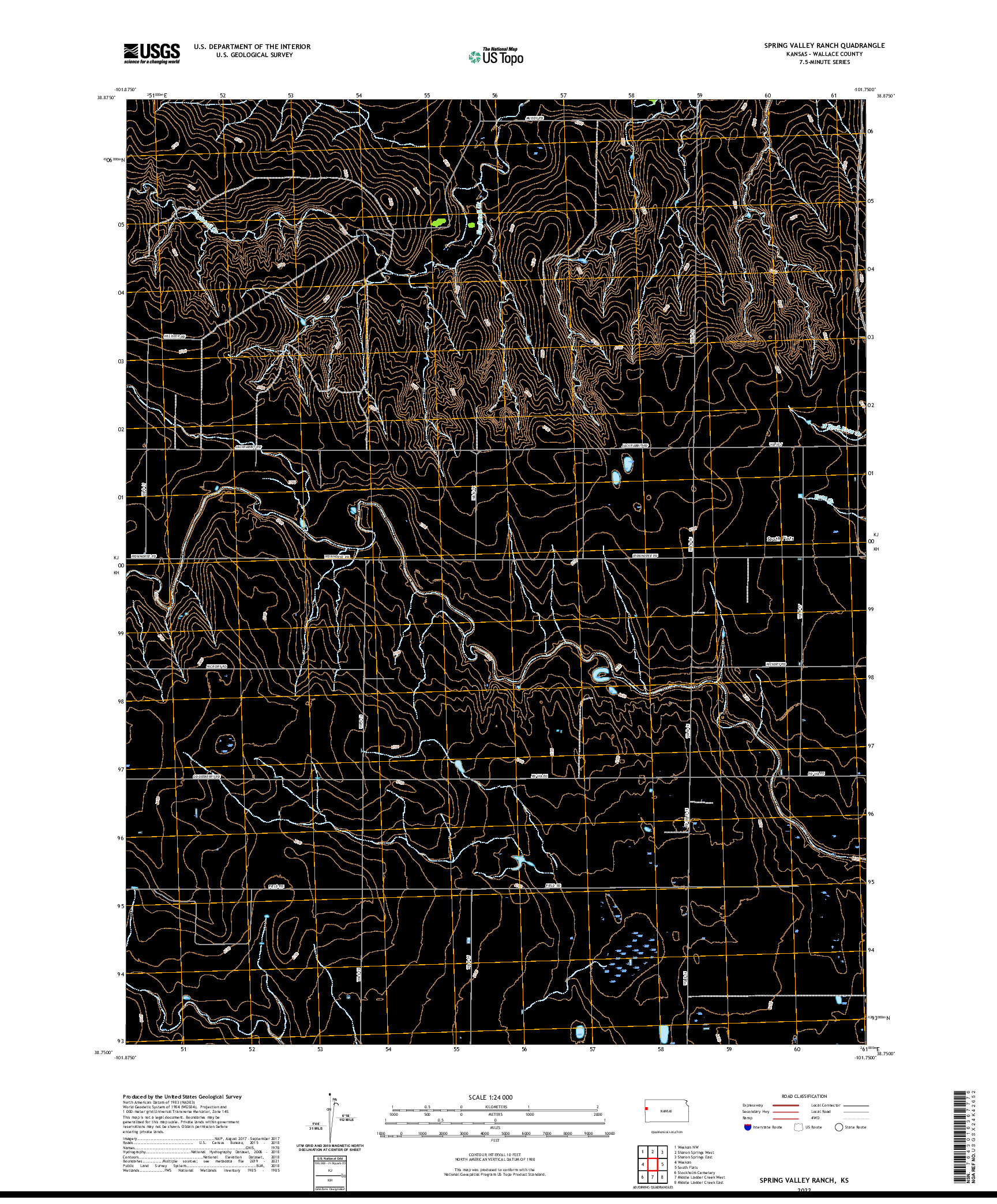 US TOPO 7.5-MINUTE MAP FOR SPRING VALLEY RANCH, KS