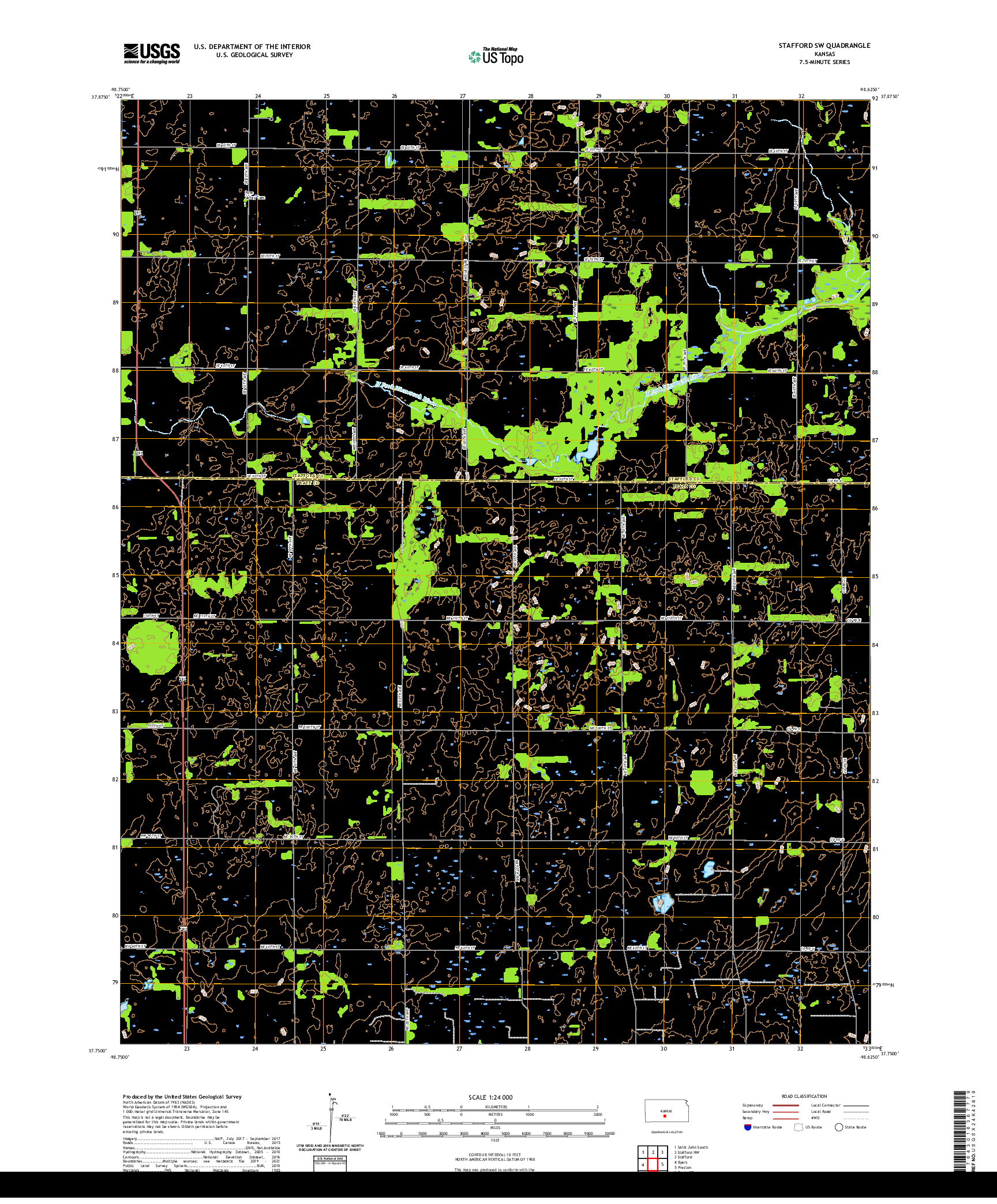 US TOPO 7.5-MINUTE MAP FOR STAFFORD SW, KS