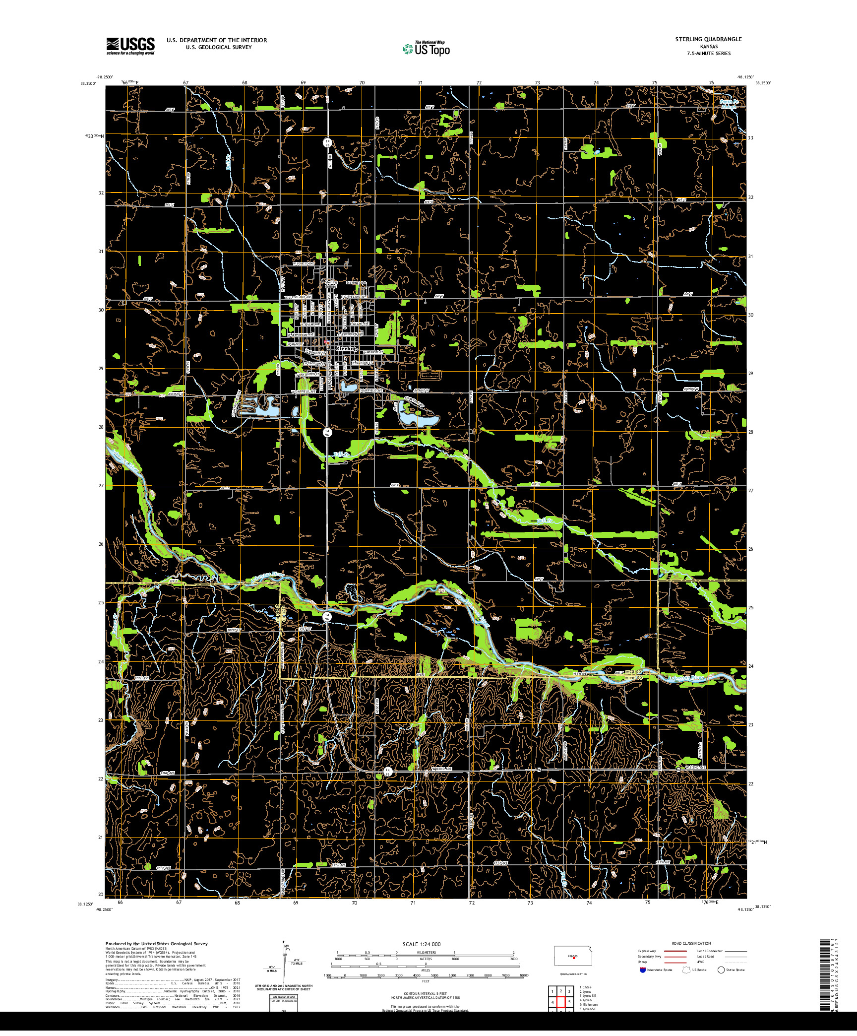 US TOPO 7.5-MINUTE MAP FOR STERLING, KS