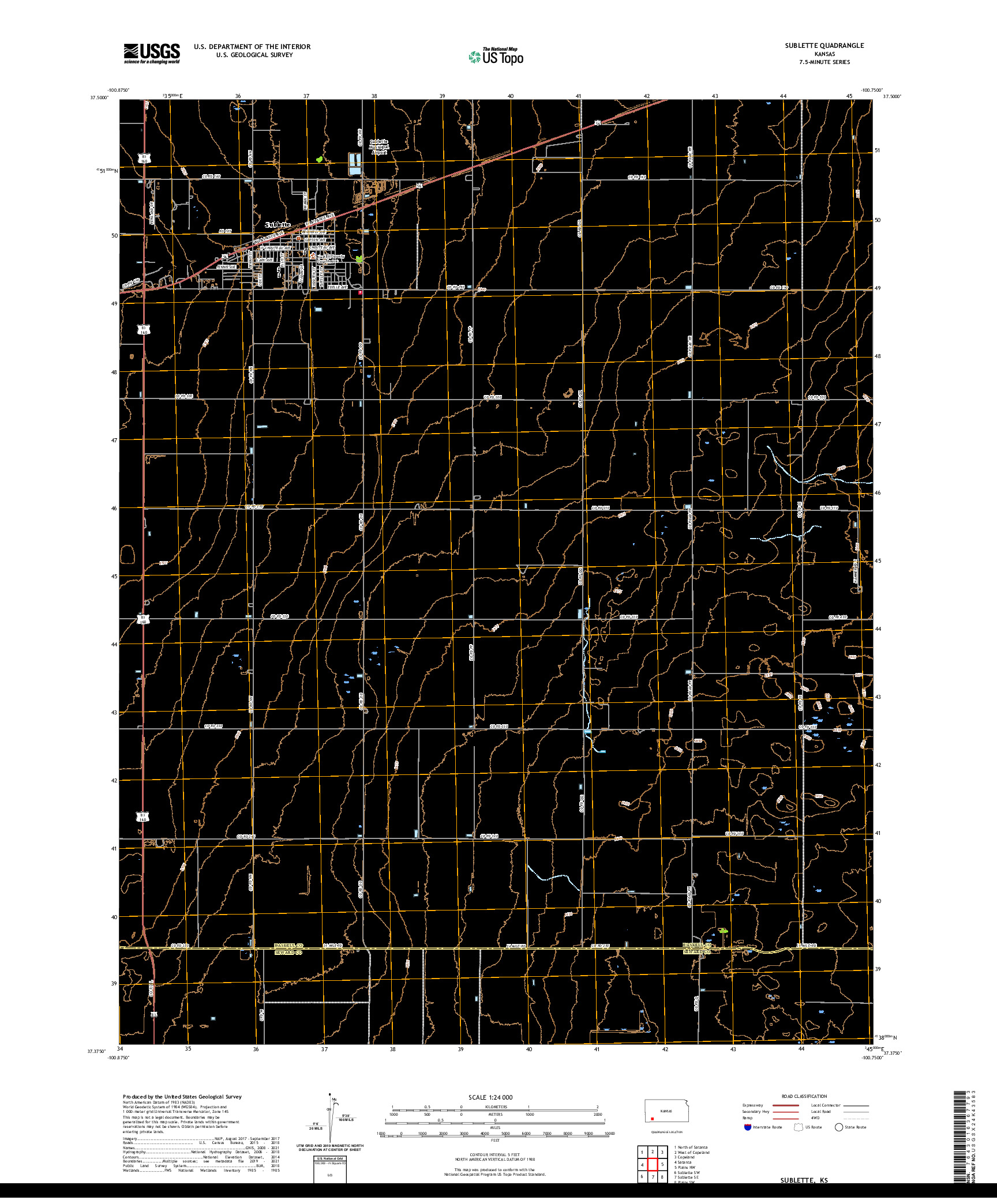 US TOPO 7.5-MINUTE MAP FOR SUBLETTE, KS