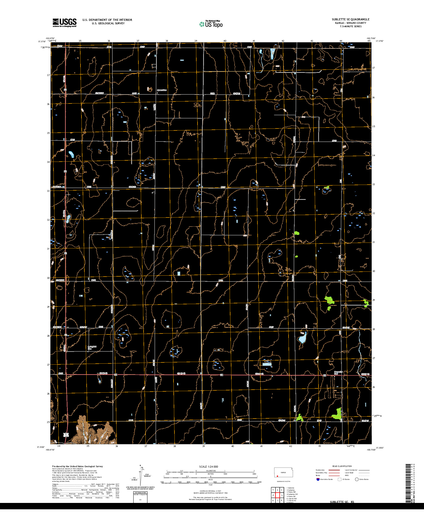 US TOPO 7.5-MINUTE MAP FOR SUBLETTE SE, KS