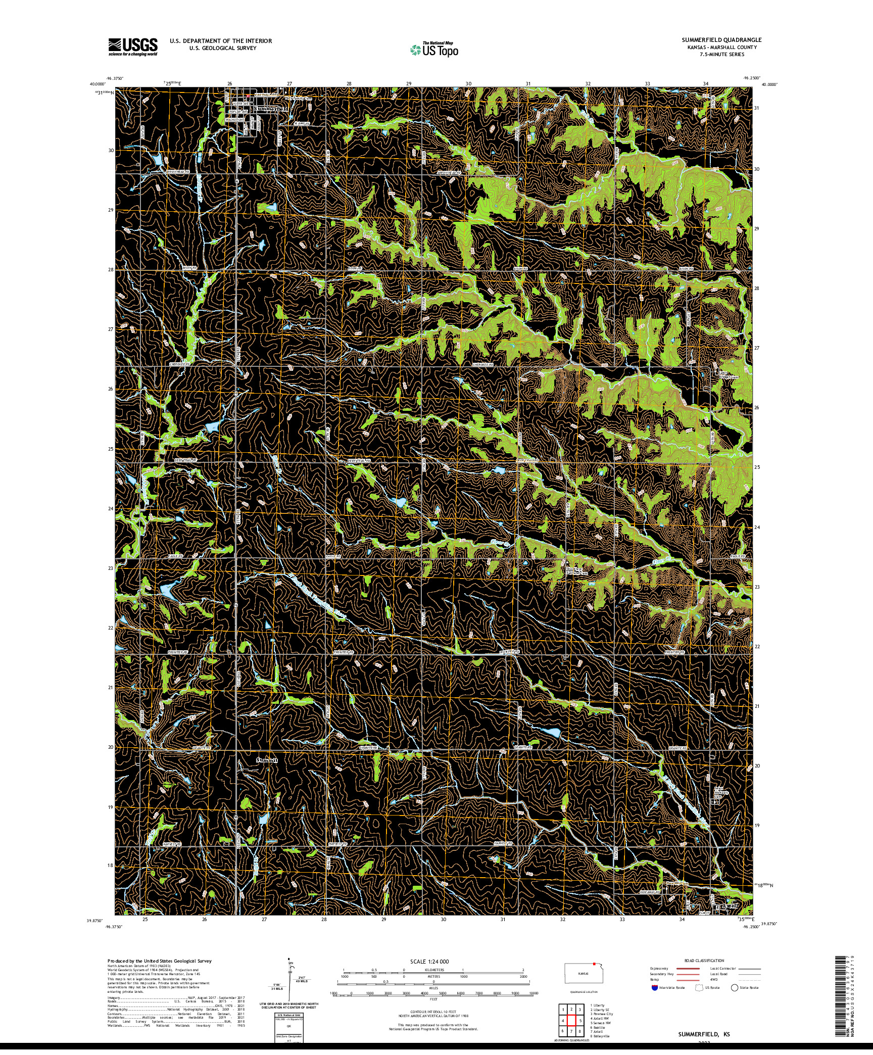 US TOPO 7.5-MINUTE MAP FOR SUMMERFIELD, KS