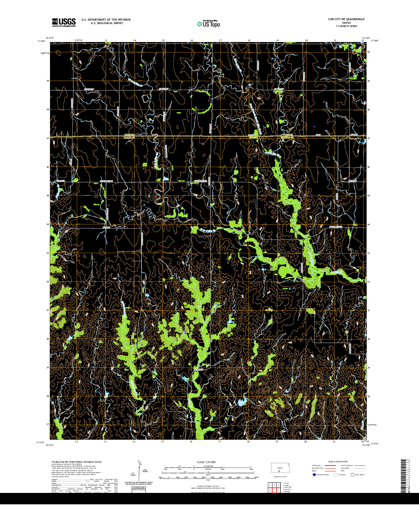 US TOPO 7.5-MINUTE MAP FOR SUN CITY NE, KS