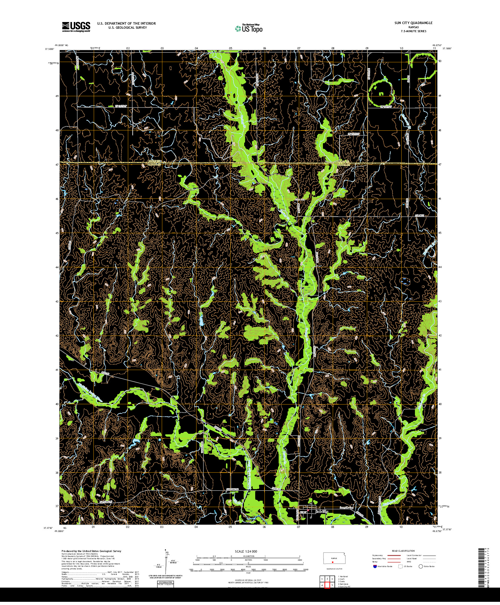 US TOPO 7.5-MINUTE MAP FOR SUN CITY, KS