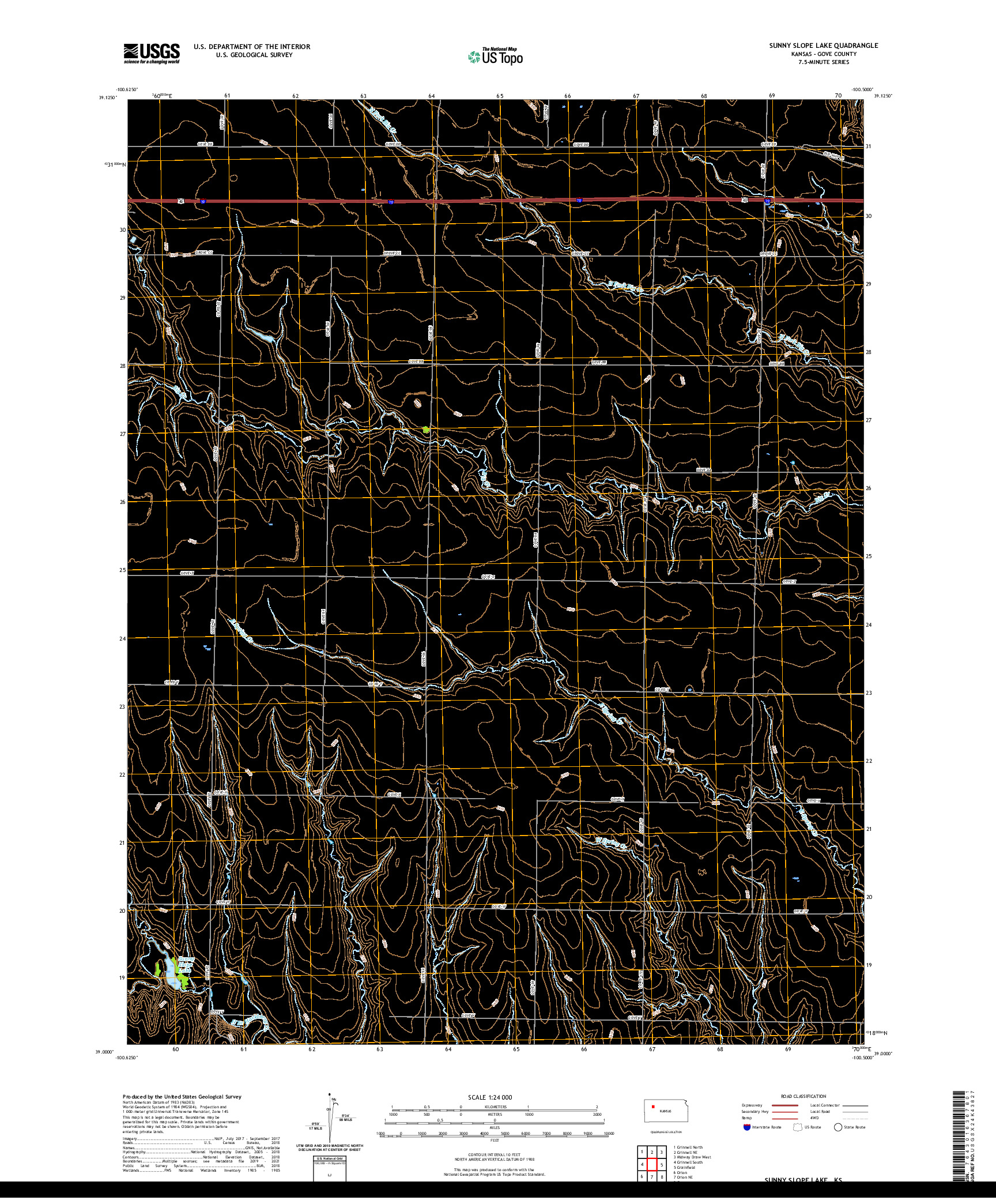 US TOPO 7.5-MINUTE MAP FOR SUNNY SLOPE LAKE, KS