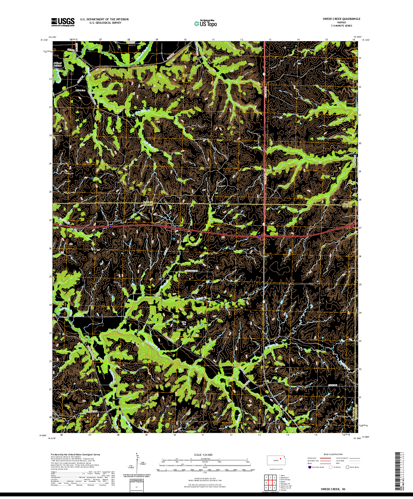 US TOPO 7.5-MINUTE MAP FOR SWEDE CREEK, KS