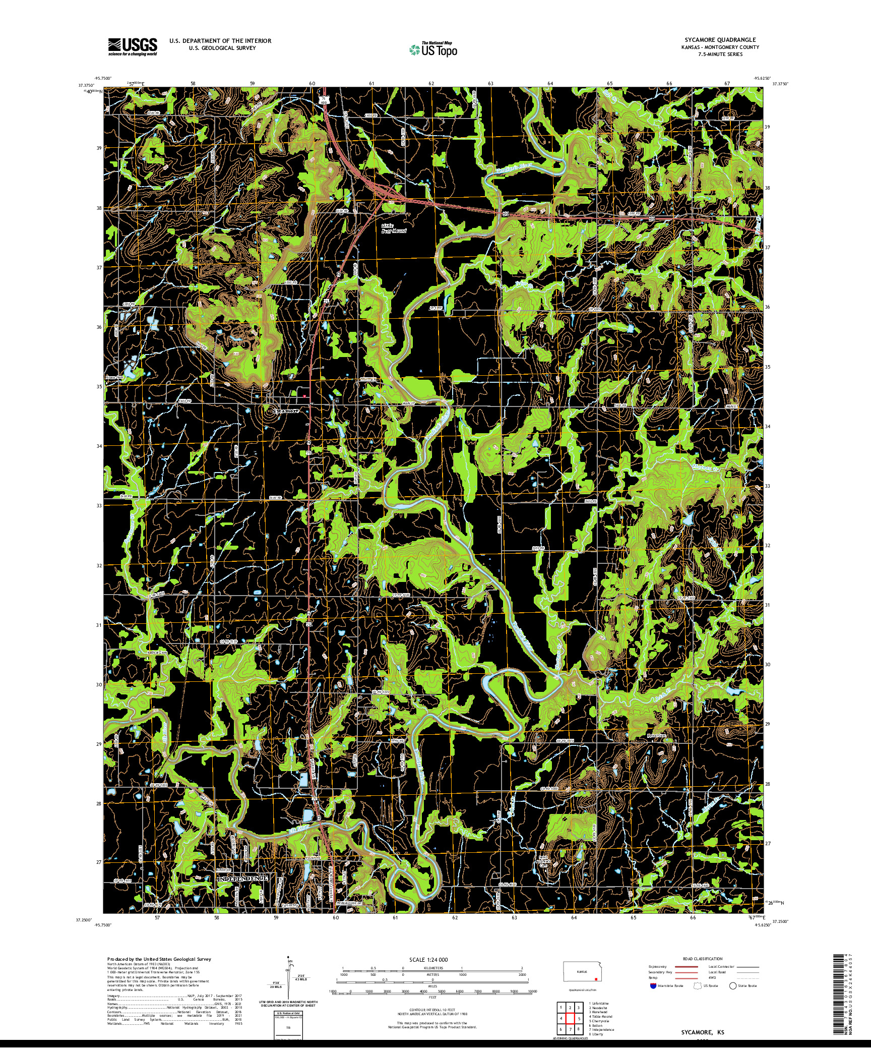 US TOPO 7.5-MINUTE MAP FOR SYCAMORE, KS