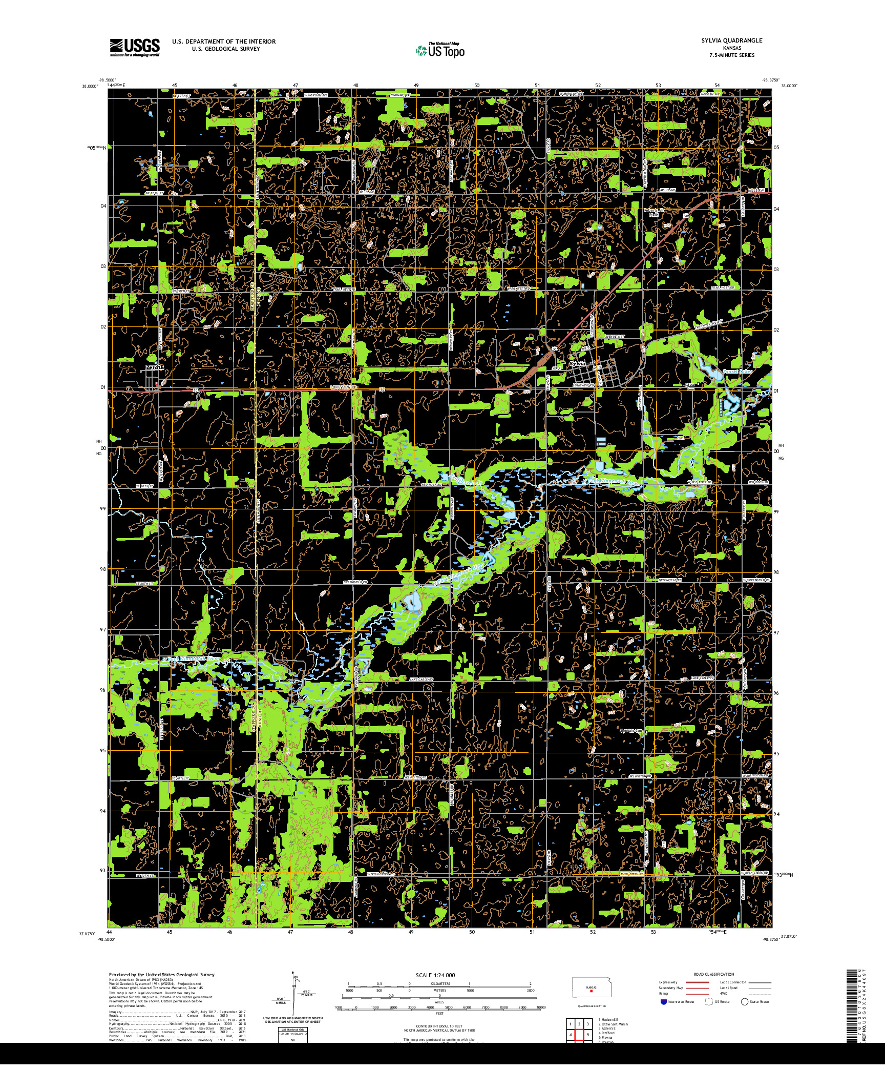 US TOPO 7.5-MINUTE MAP FOR SYLVIA, KS