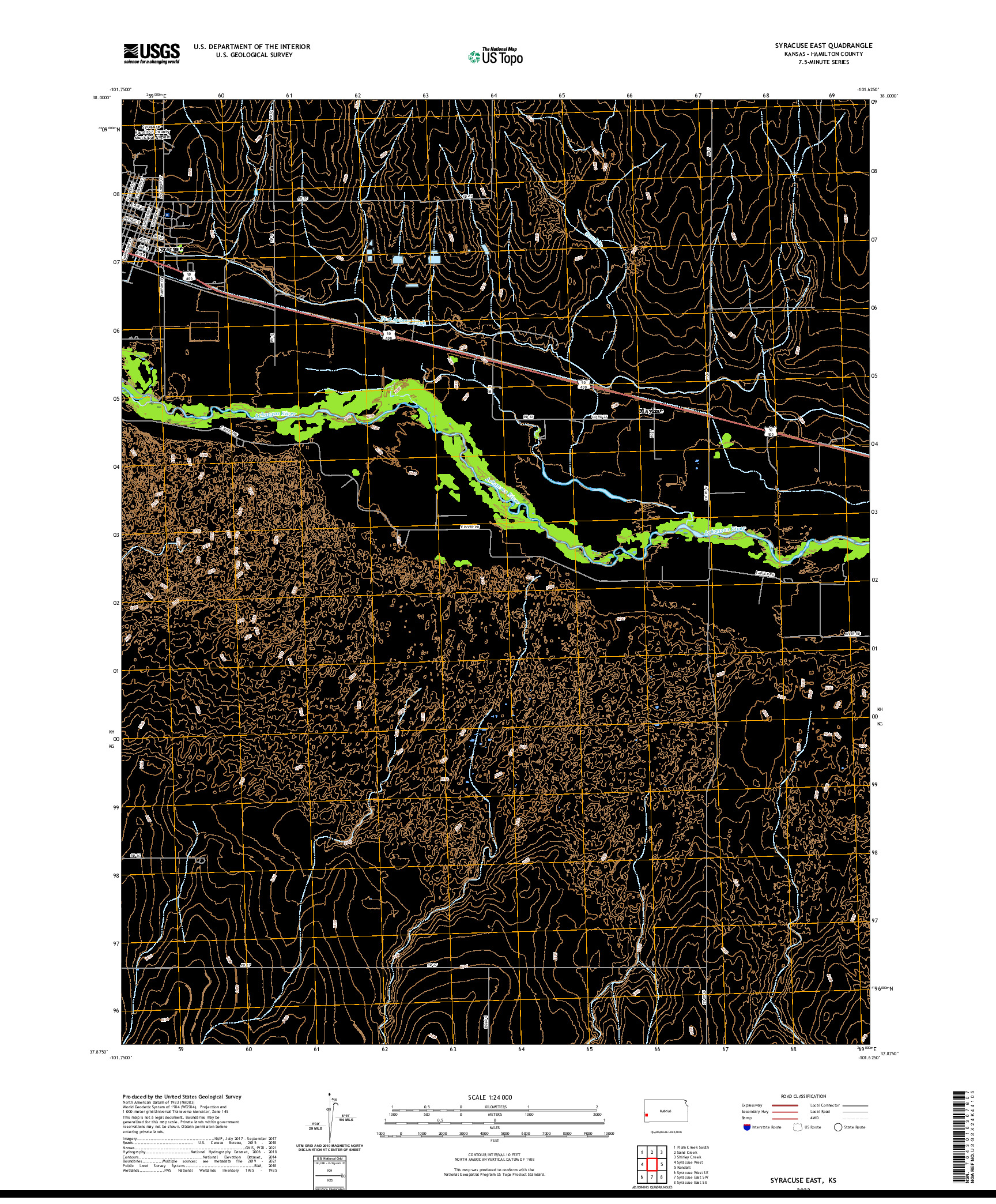 US TOPO 7.5-MINUTE MAP FOR SYRACUSE EAST, KS