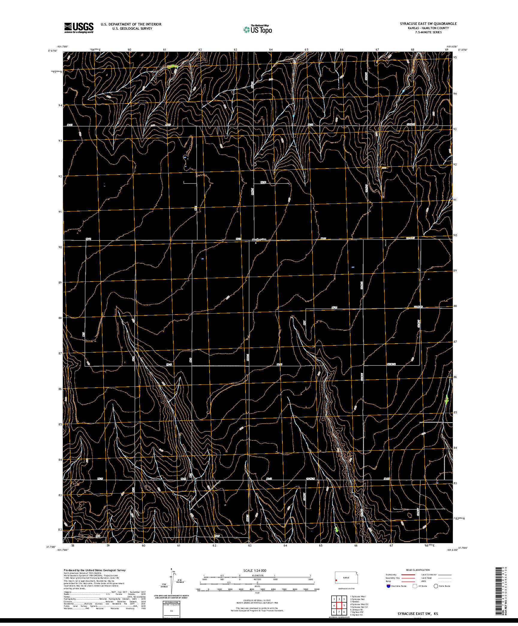 US TOPO 7.5-MINUTE MAP FOR SYRACUSE EAST SW, KS