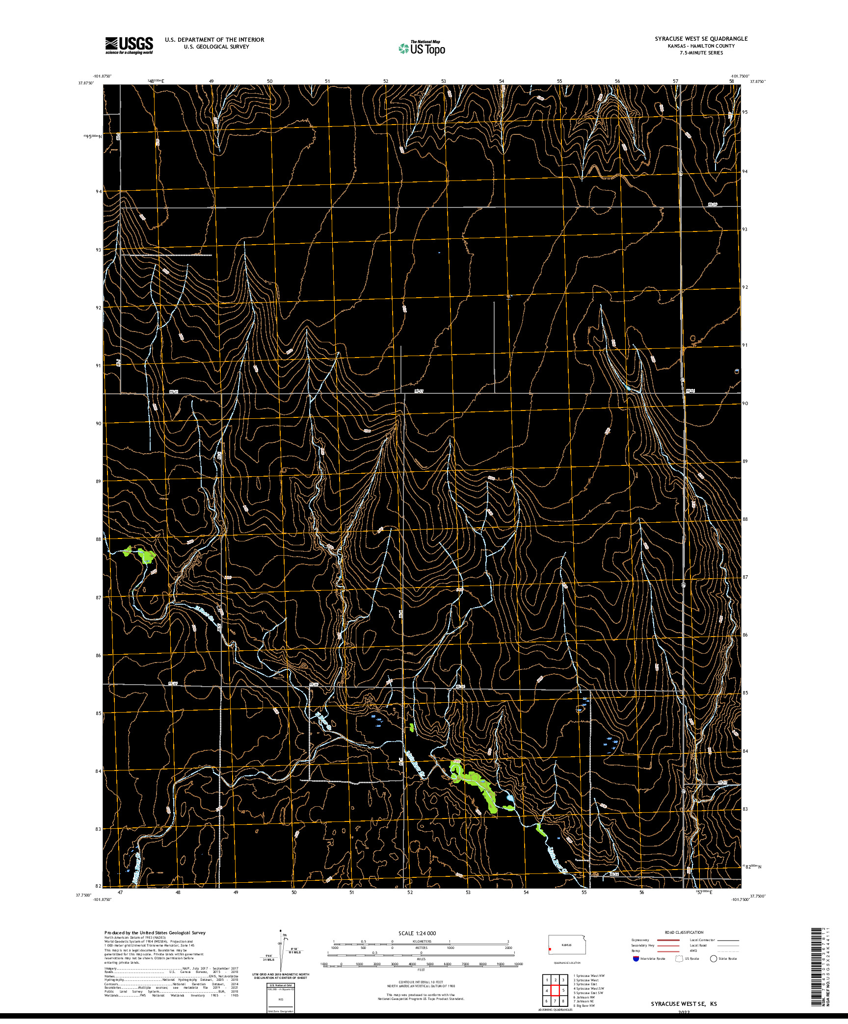 US TOPO 7.5-MINUTE MAP FOR SYRACUSE WEST SE, KS