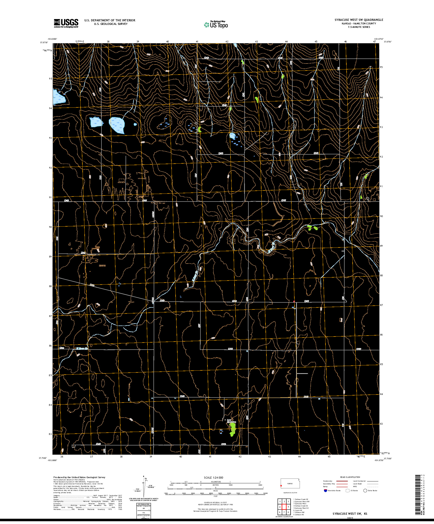 US TOPO 7.5-MINUTE MAP FOR SYRACUSE WEST SW, KS