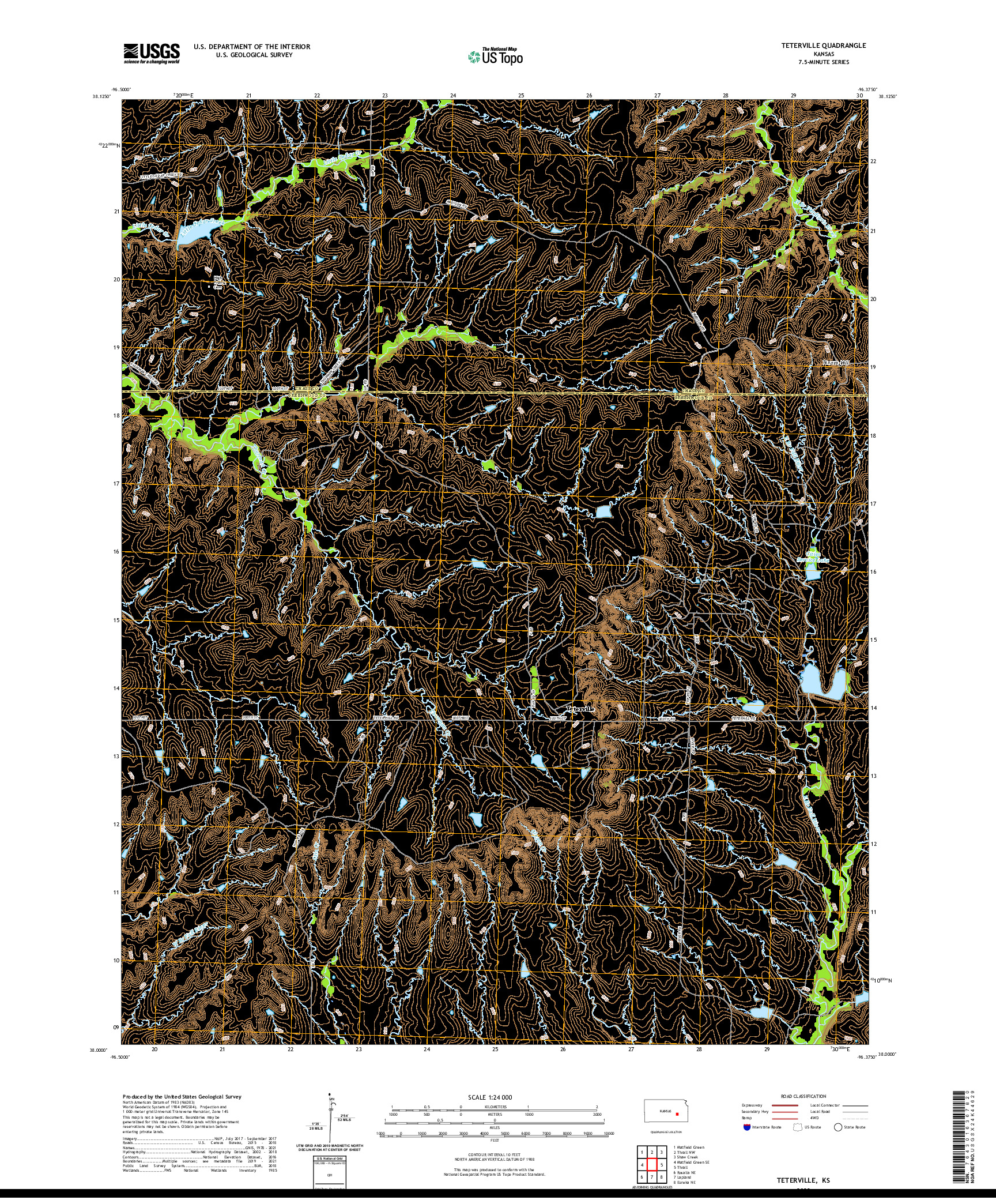 US TOPO 7.5-MINUTE MAP FOR TETERVILLE, KS